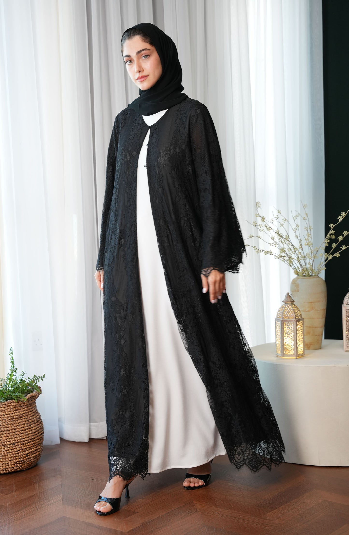 Lace Abaya with chiffon lining