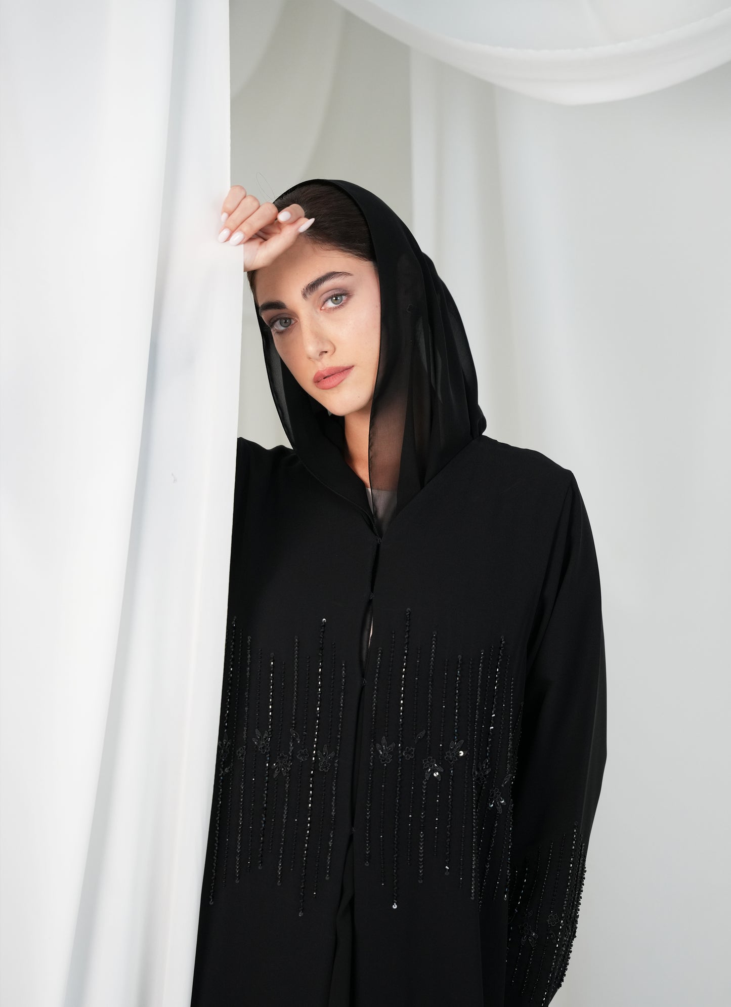 Beads handwork, Internet fabric Abaya