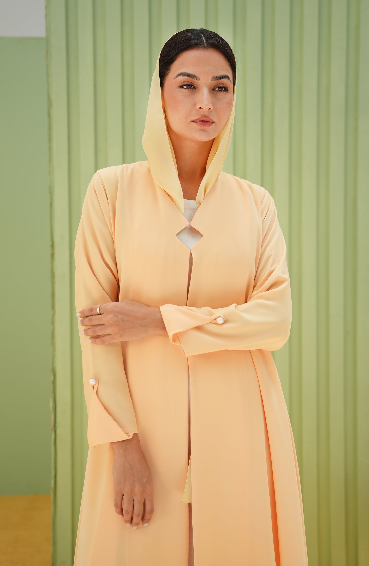 Nada fabric Abaya Yellow