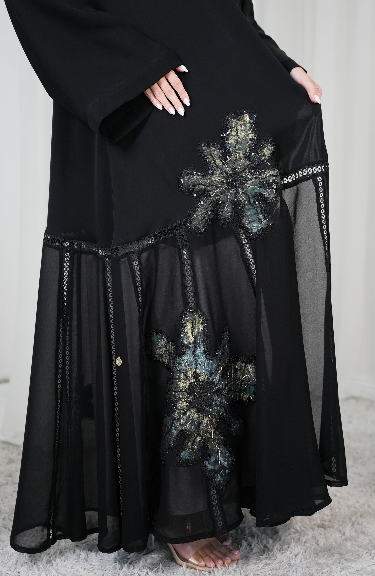 Nada +chiffon fabric Lace style + handwork beads