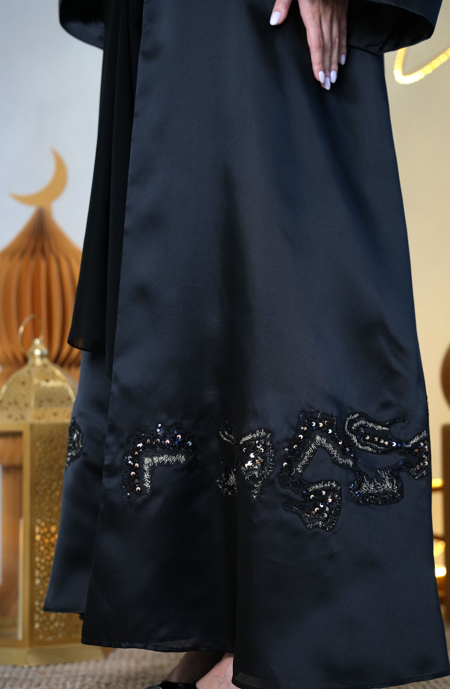 Natural Organza with hand embroidery Abaya
