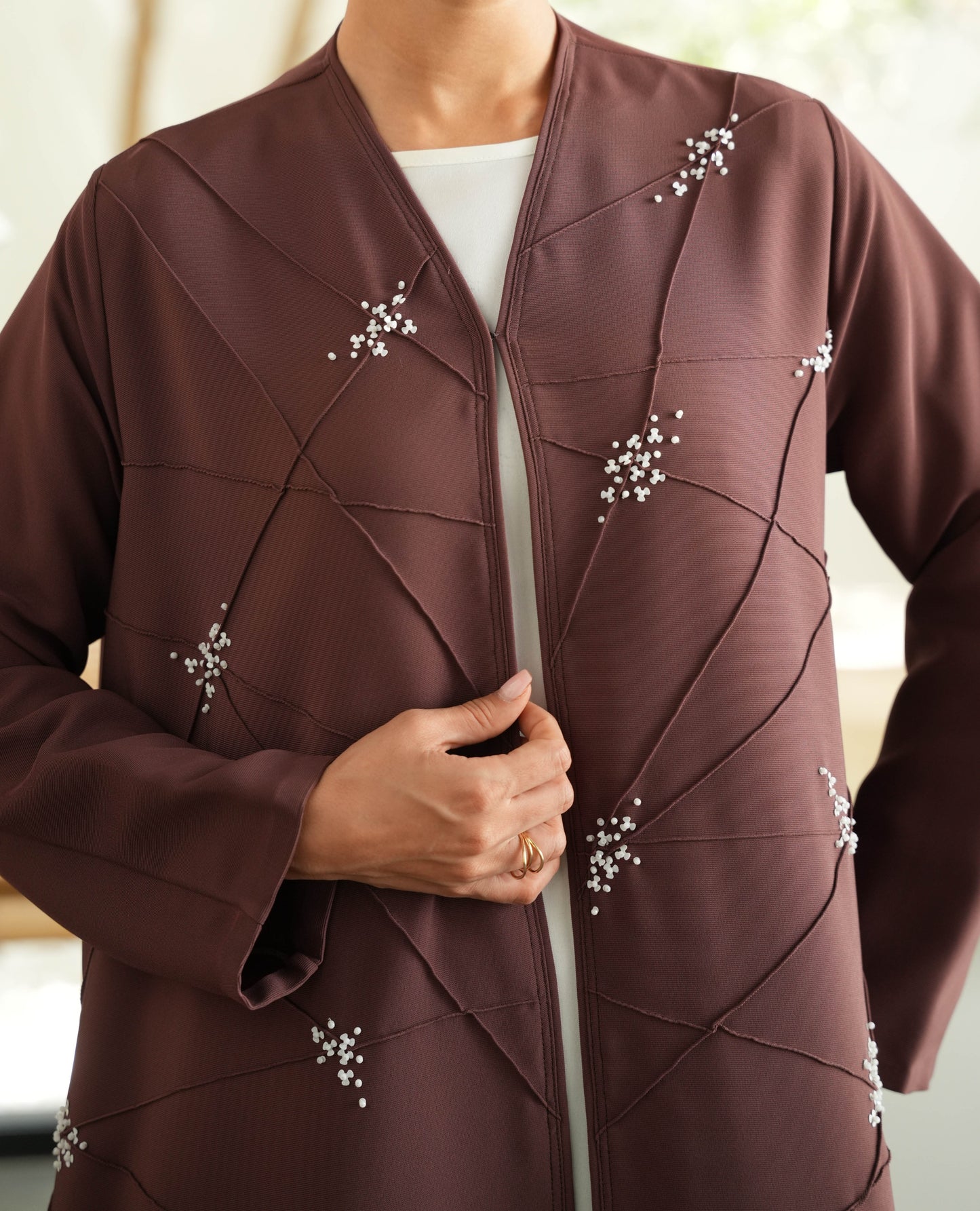 Mocha Brown Italian Crepe Abaya