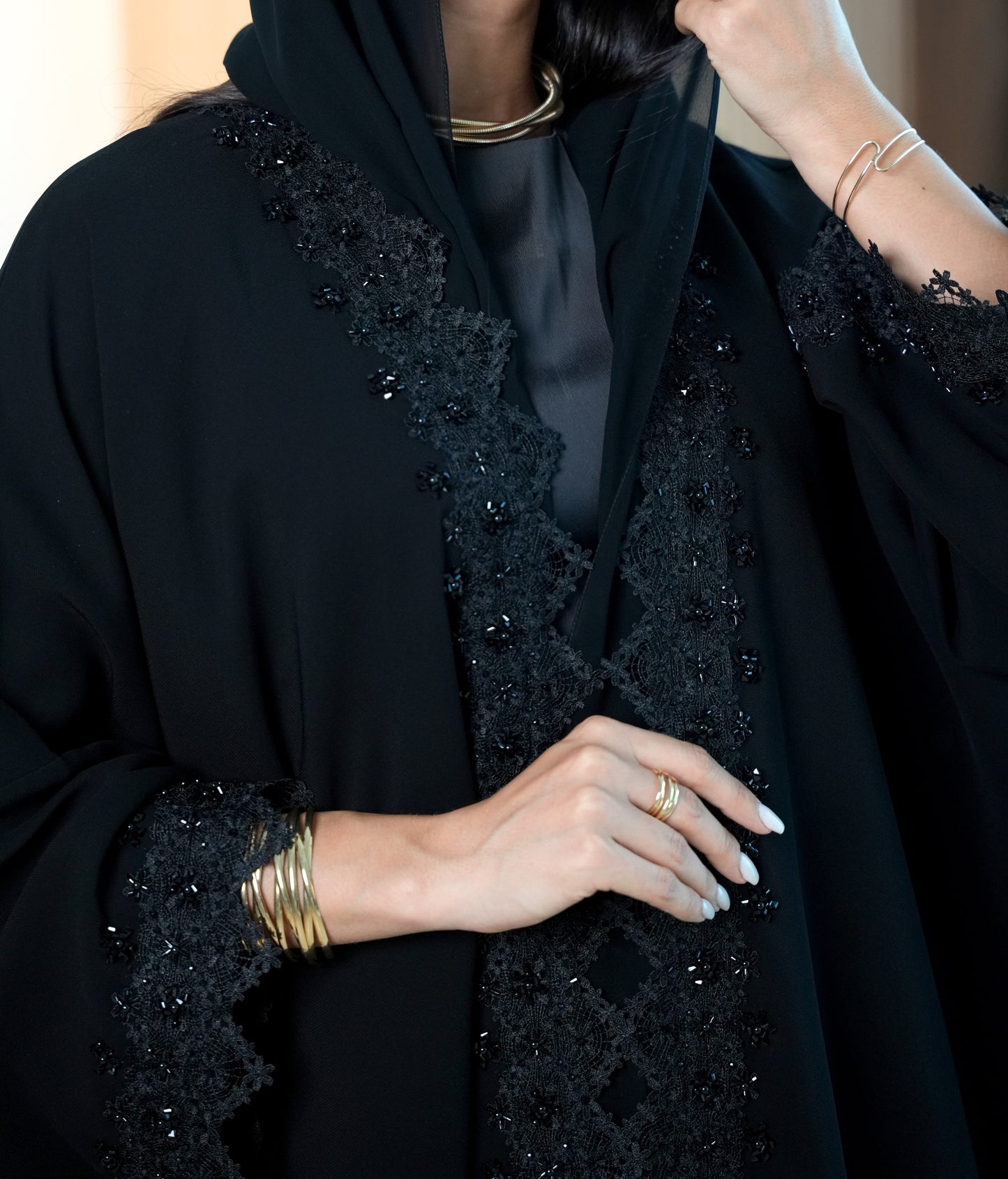 Elegant Safwa Kuwaiti Crepe Abaya