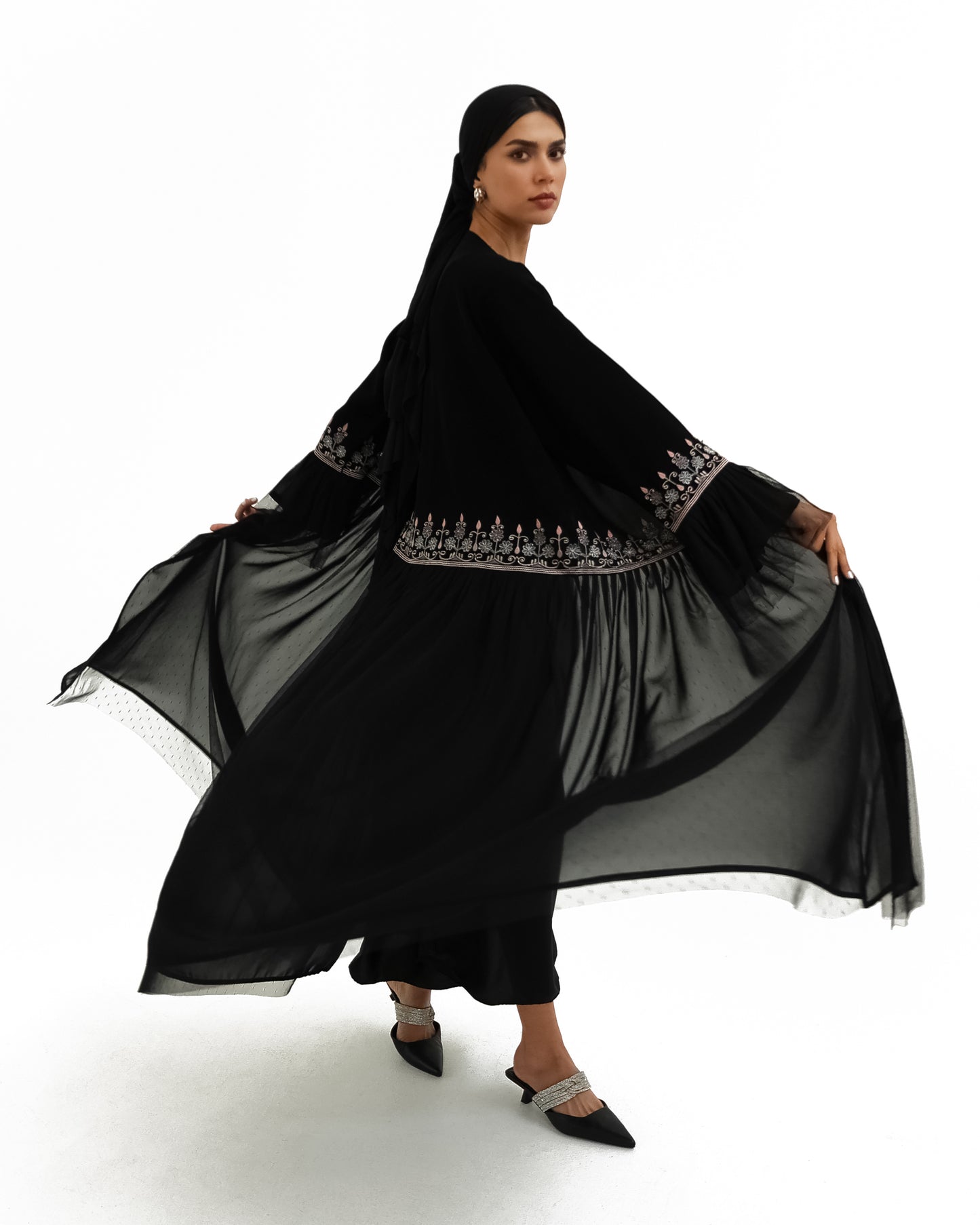 Pink Embroidery Abaya