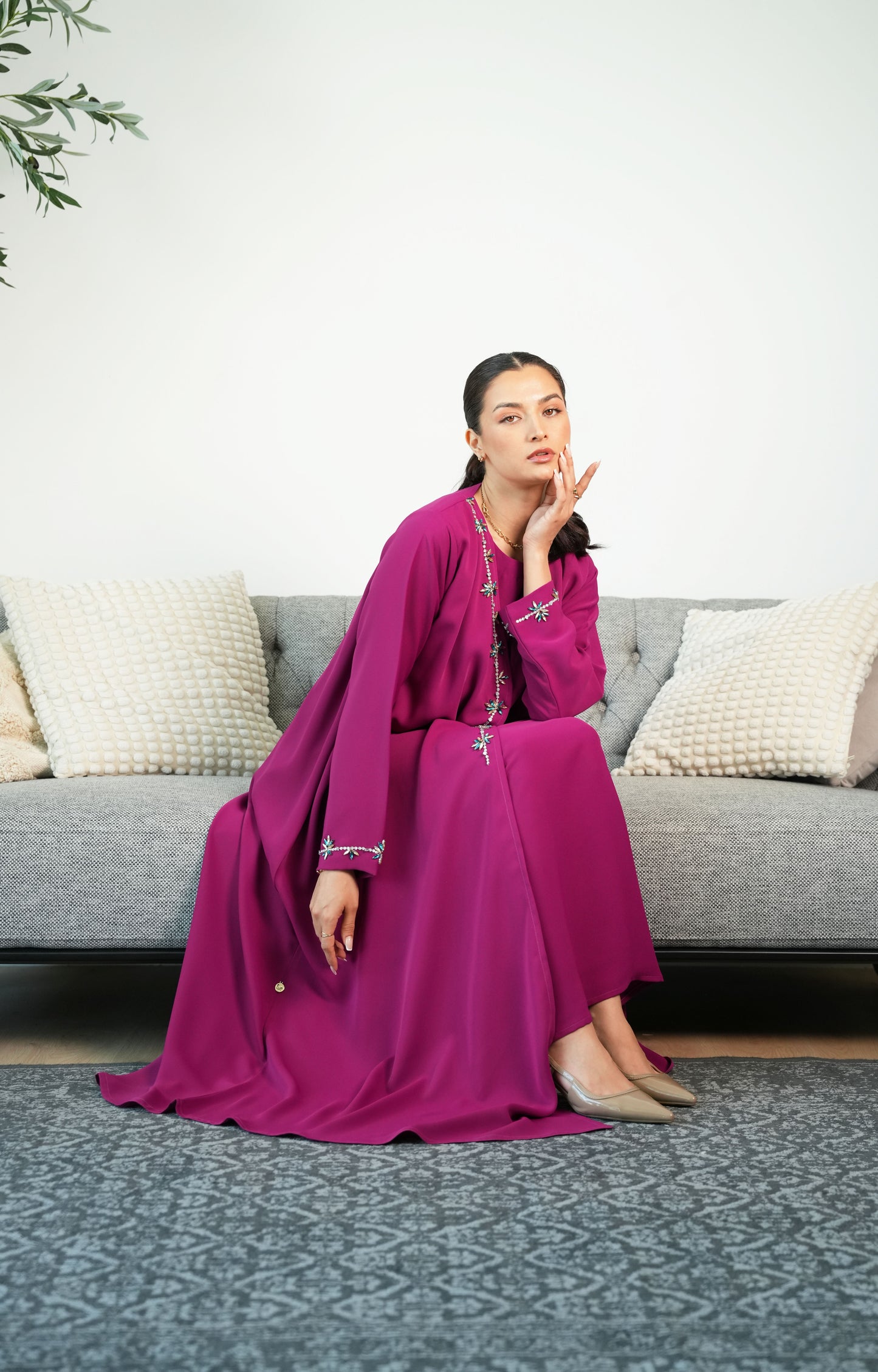 Breathable crepe Abaya with Dress
