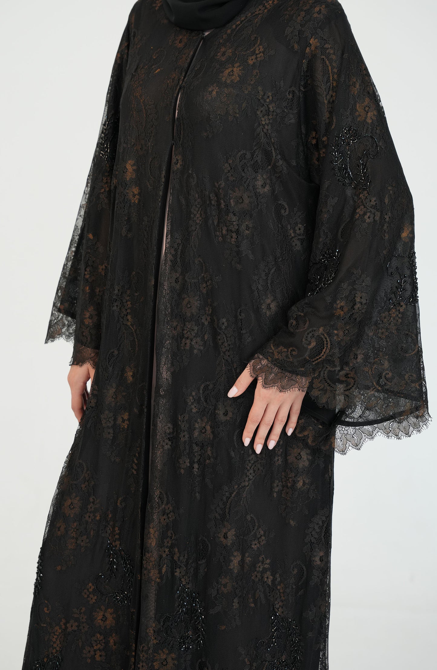 Full Dantil with chiffon Botana Abaya