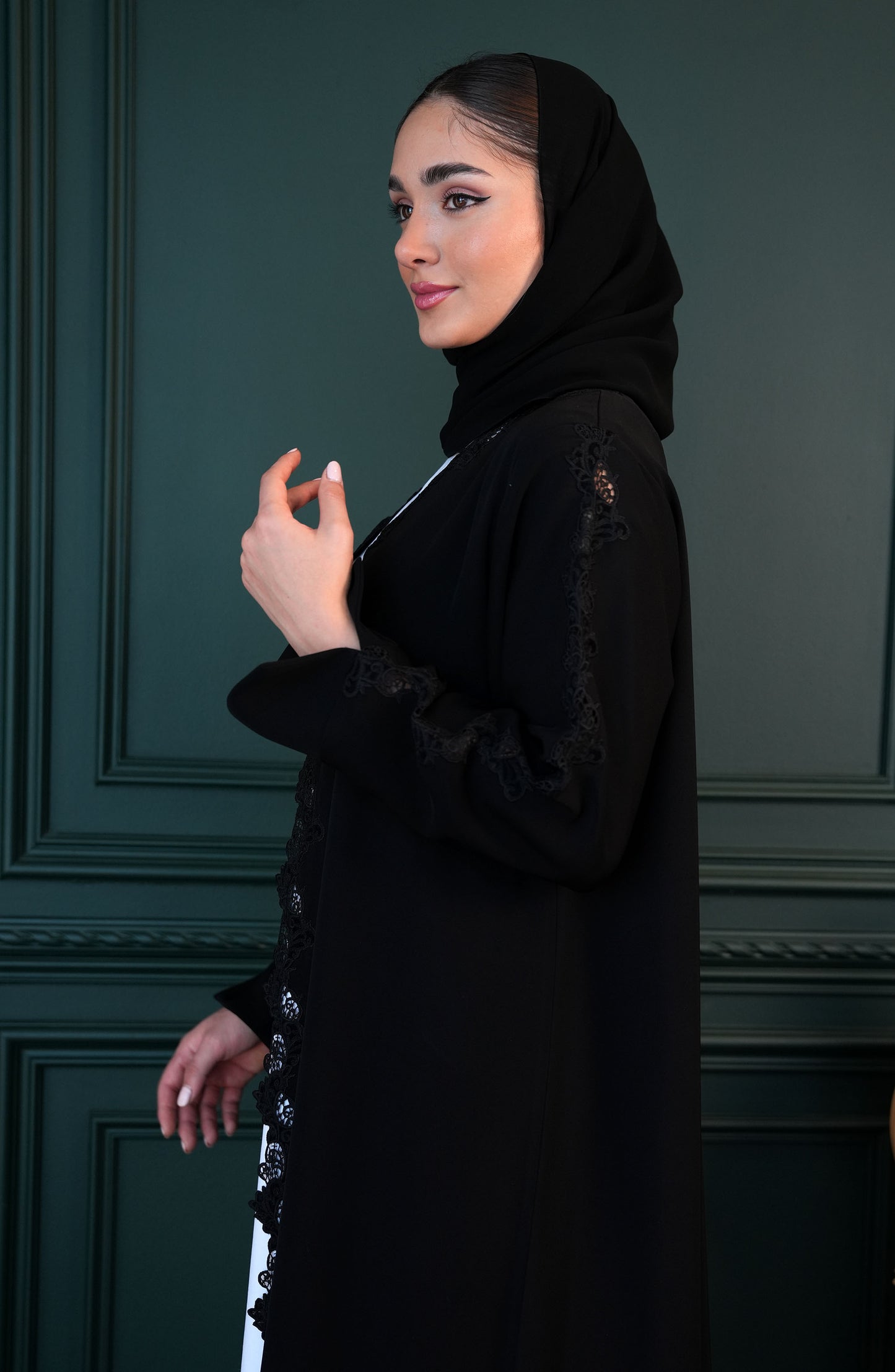 Internet fabric - embroidered lace Abaya