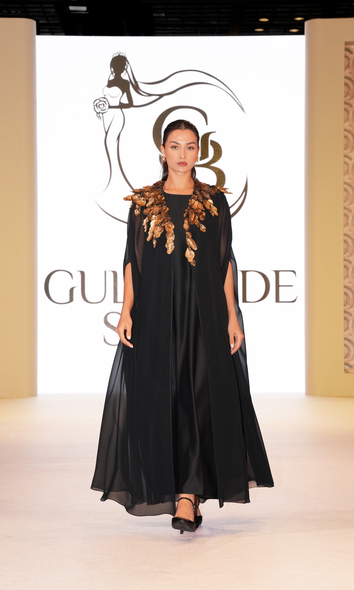 double chiffon with gold designe