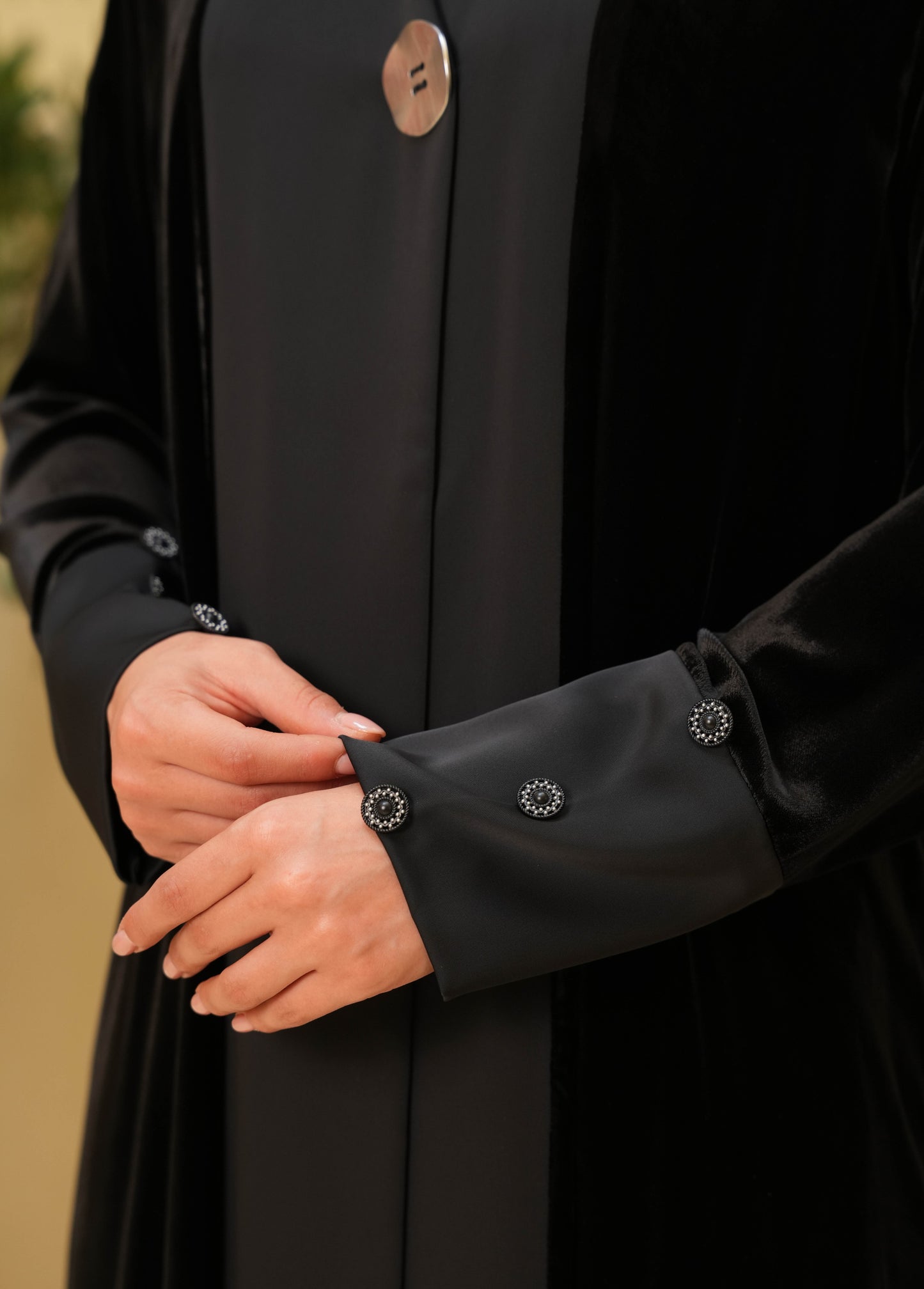 Elegant Velvet silk with Crepe Silk - Black