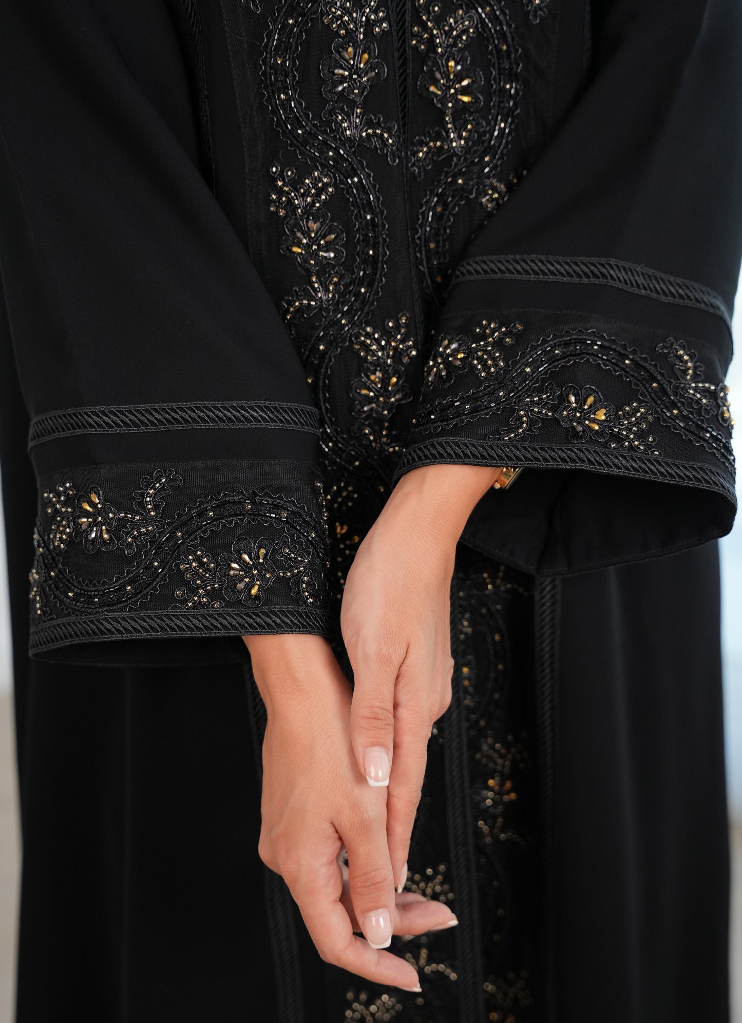 Internet fabric Lace style with beads handwork