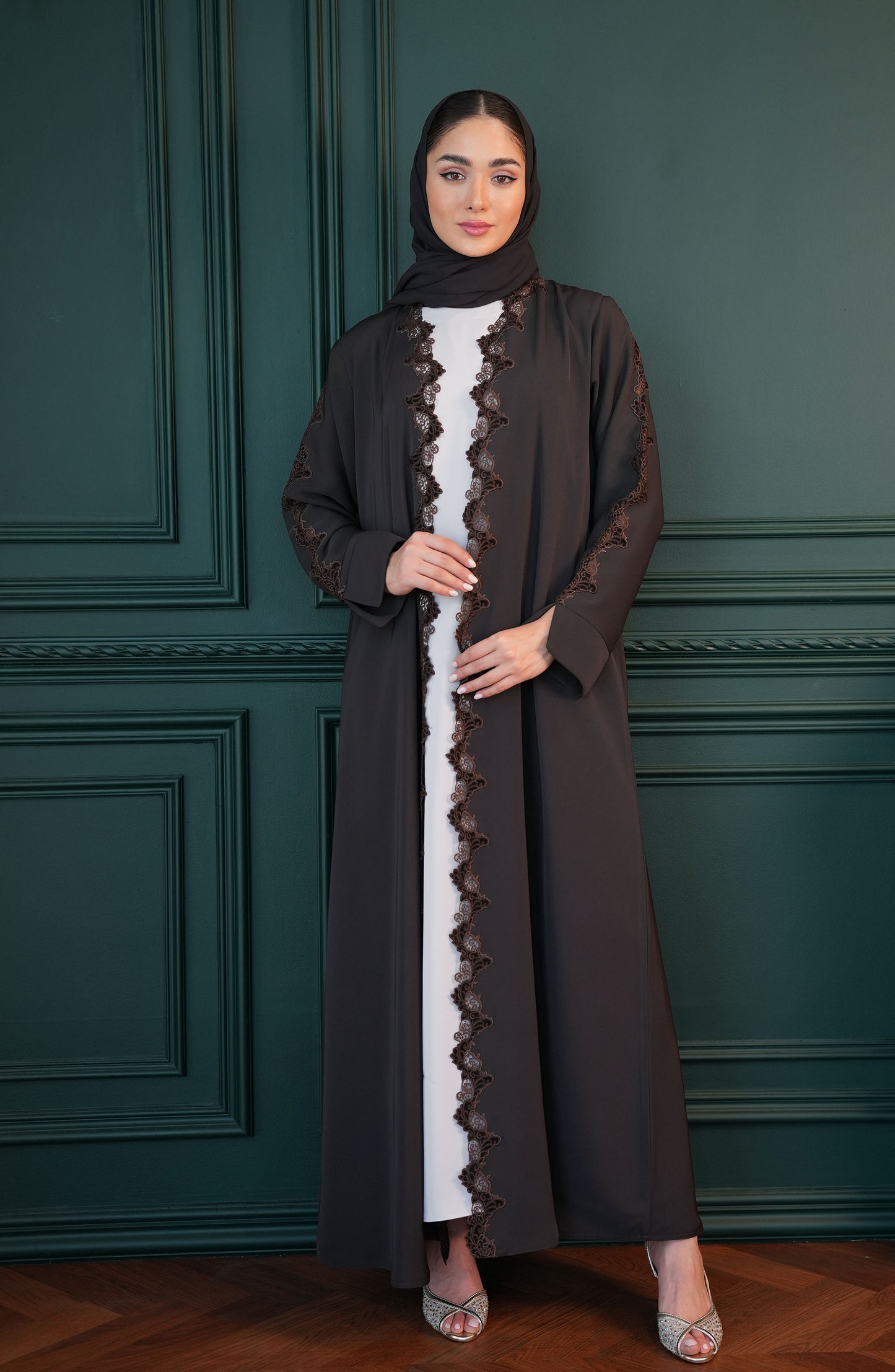 Internet fabric - embroidered lace Abaya