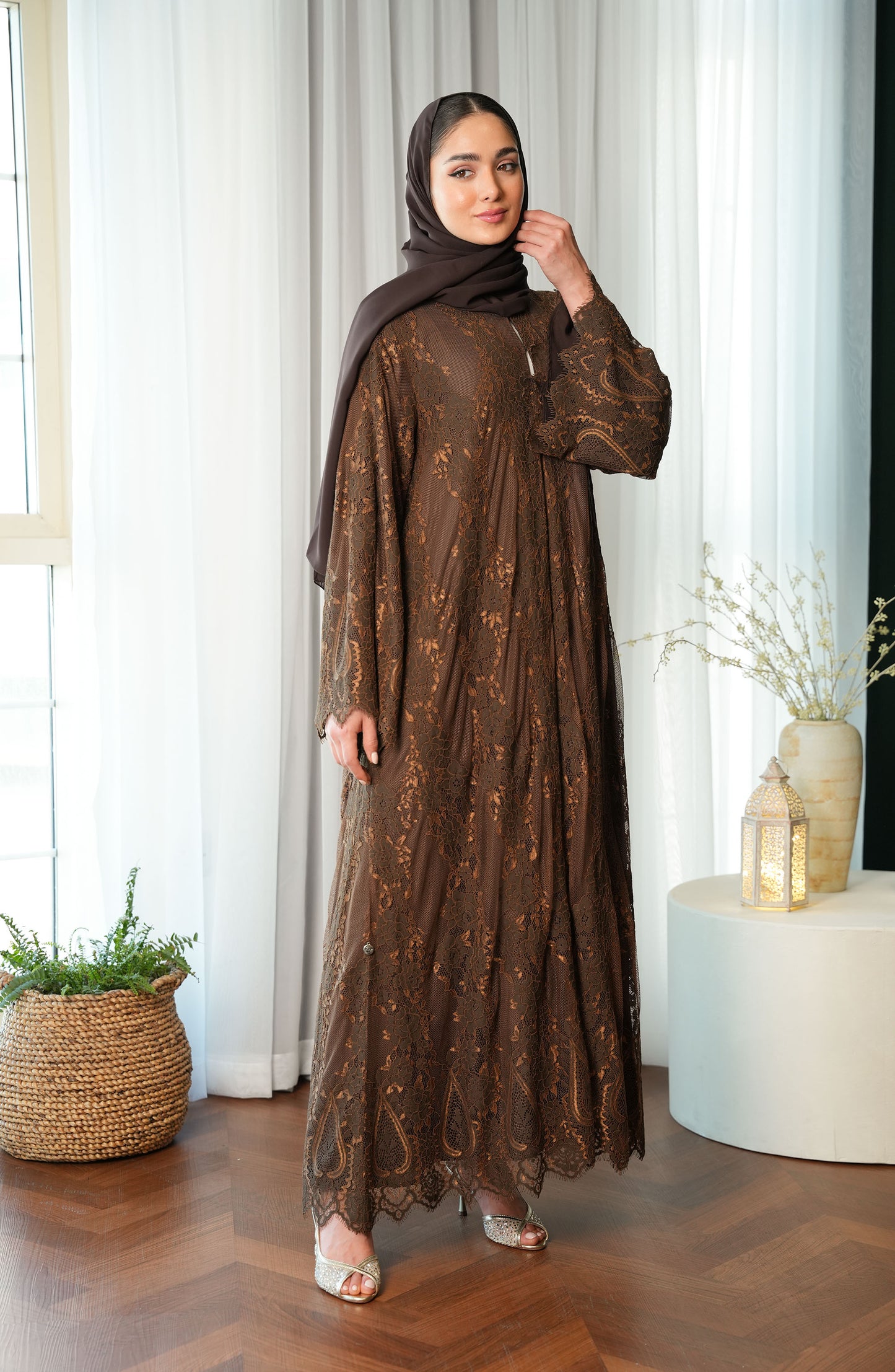 Lace Abaya with chiffon lining