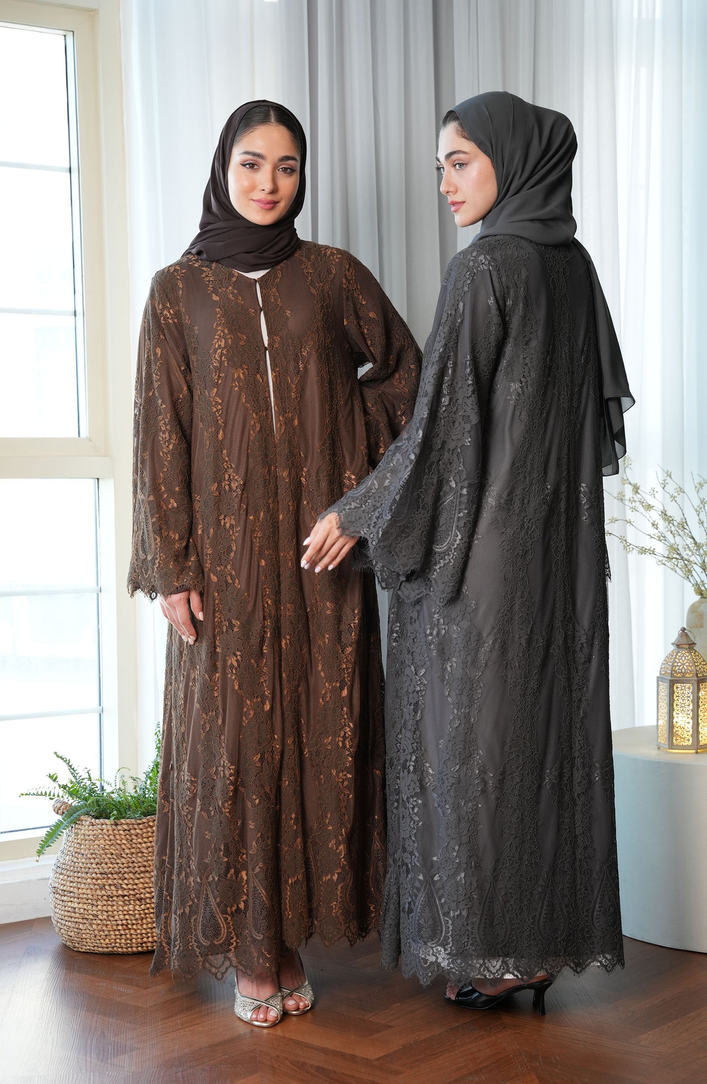 Lace Abaya with chiffon lining