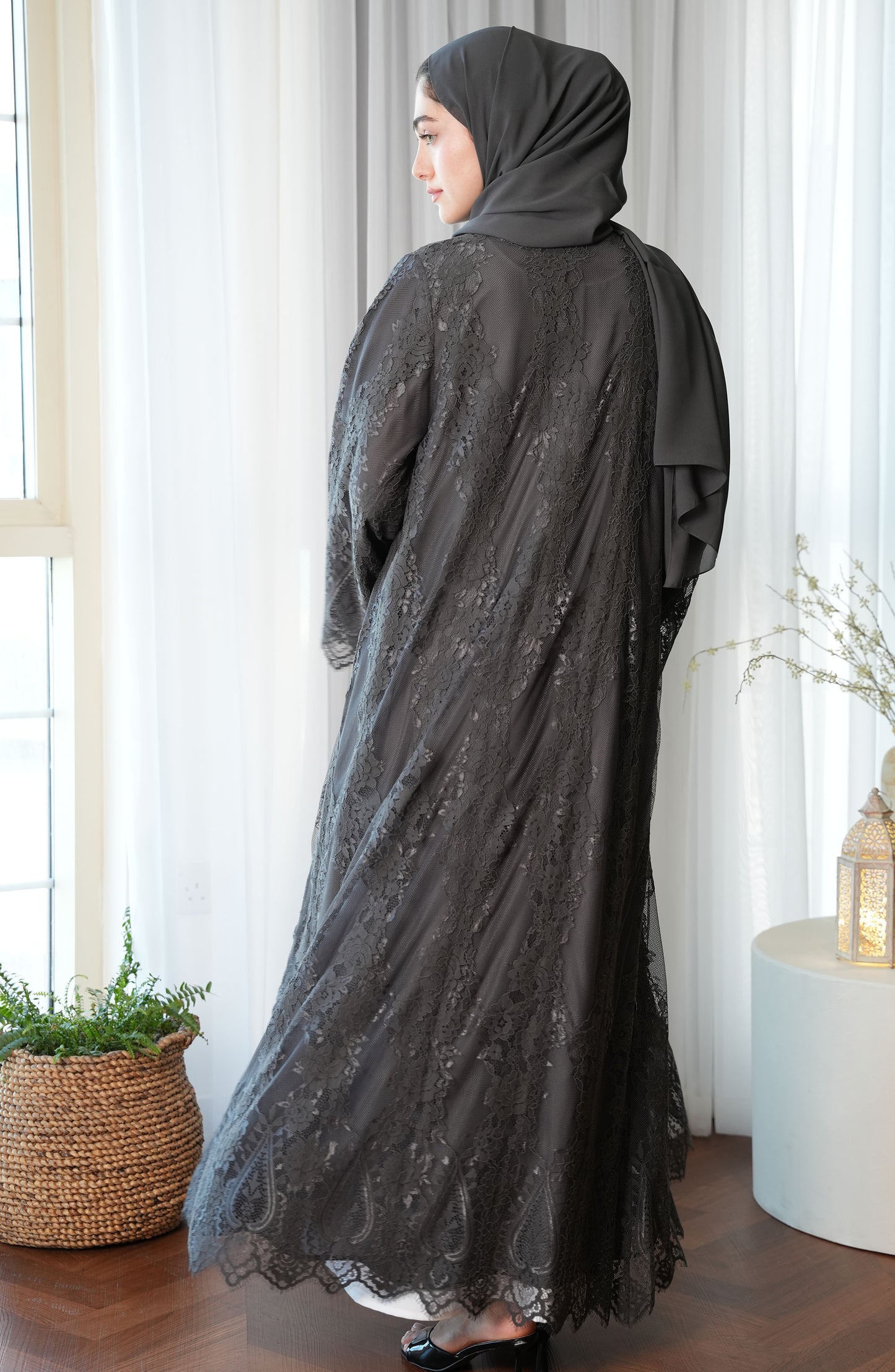 Lace Abaya with chiffon lining