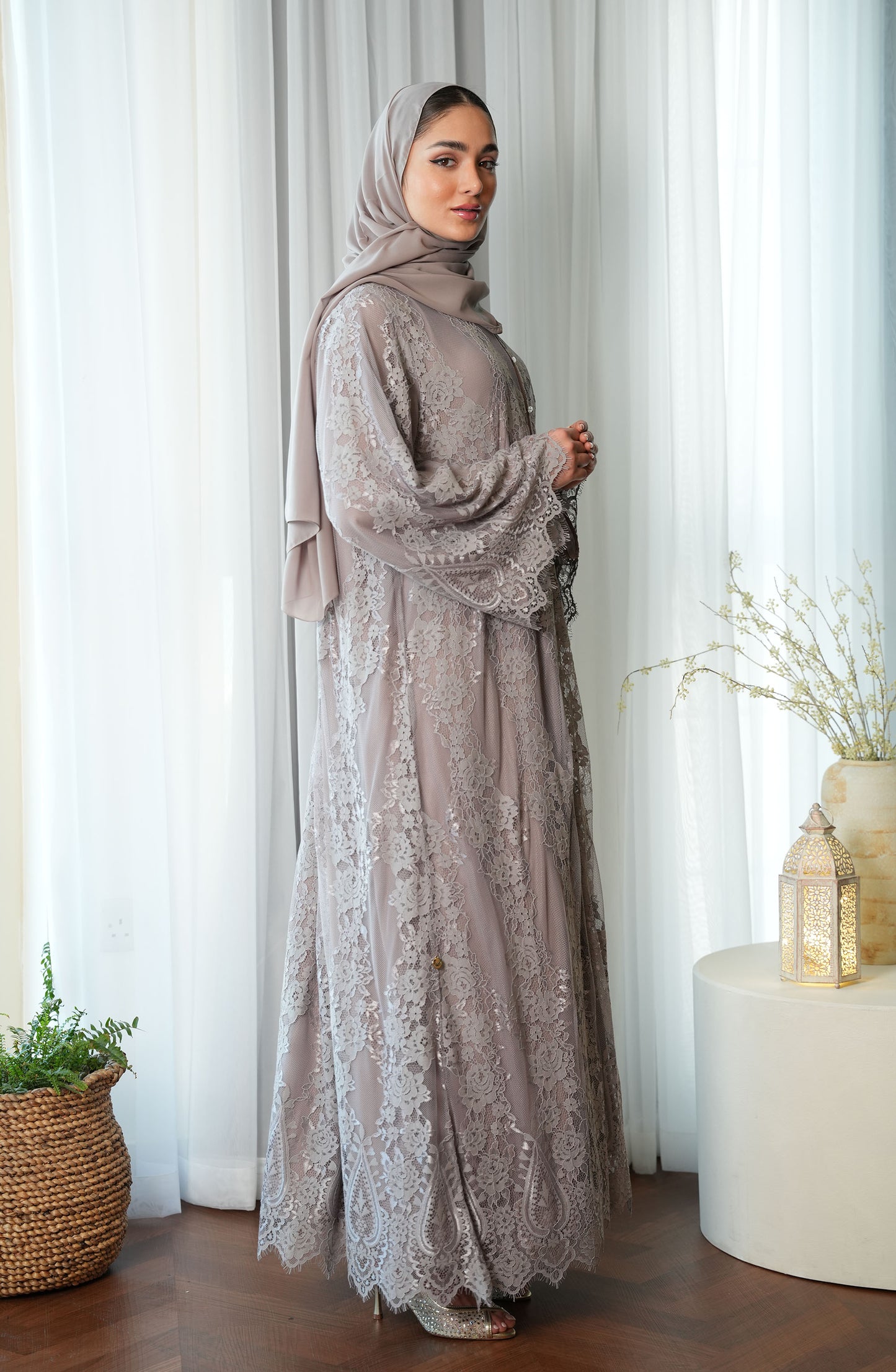 Lace Abaya with chiffon lining