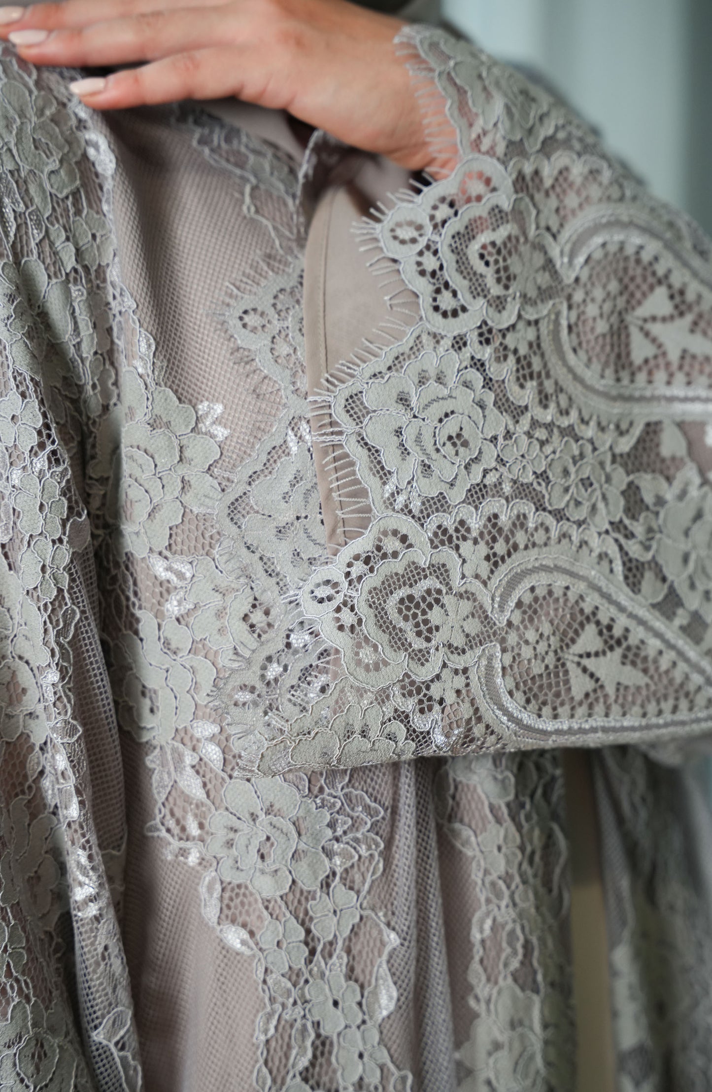 Lace Abaya with chiffon lining