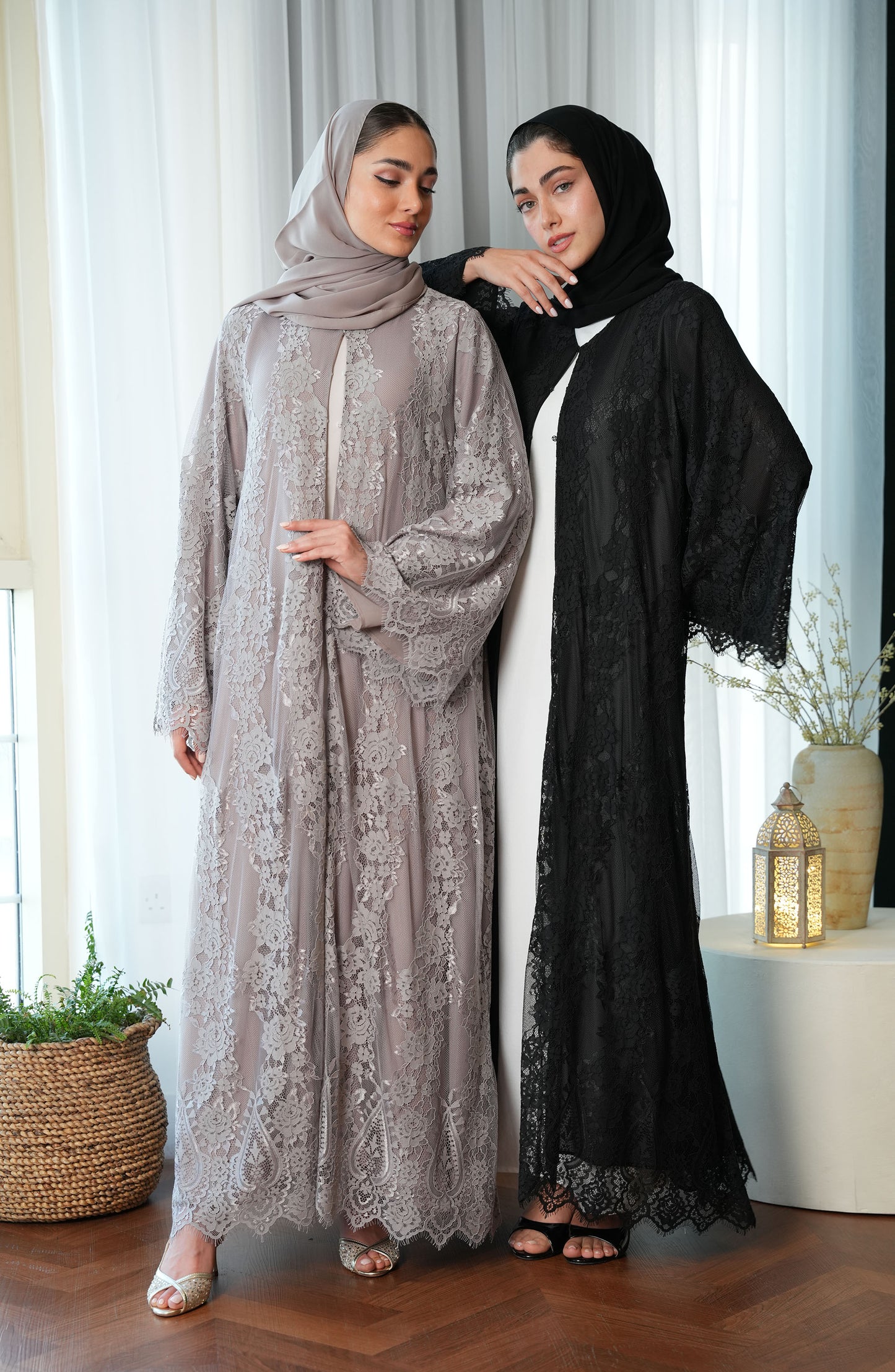 Lace Abaya with chiffon lining