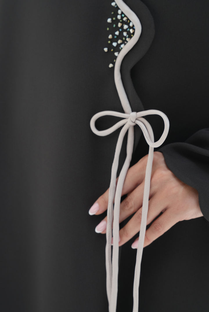 Italian crepe Olive color  Handwork