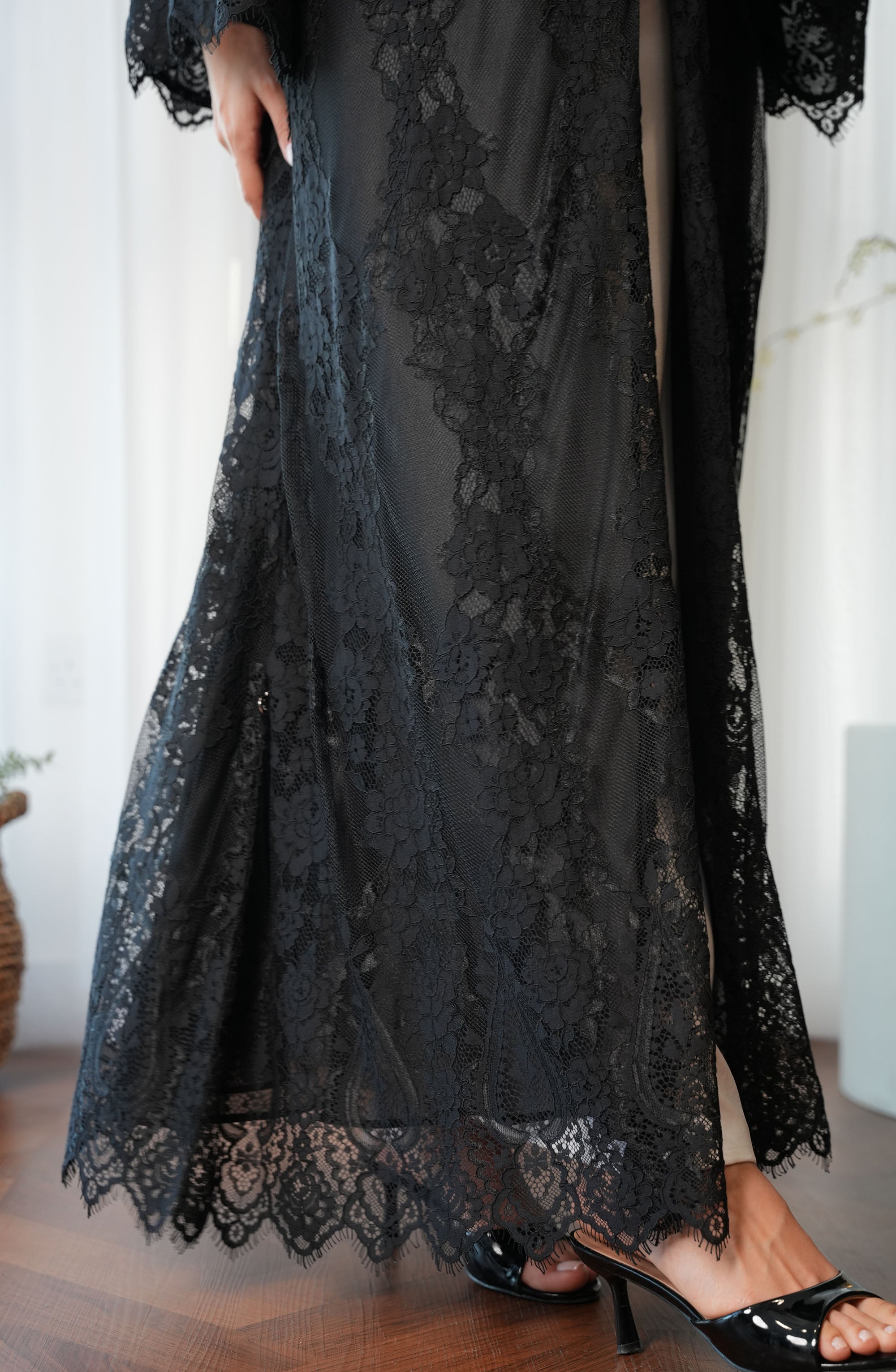 Lace Abaya with chiffon lining