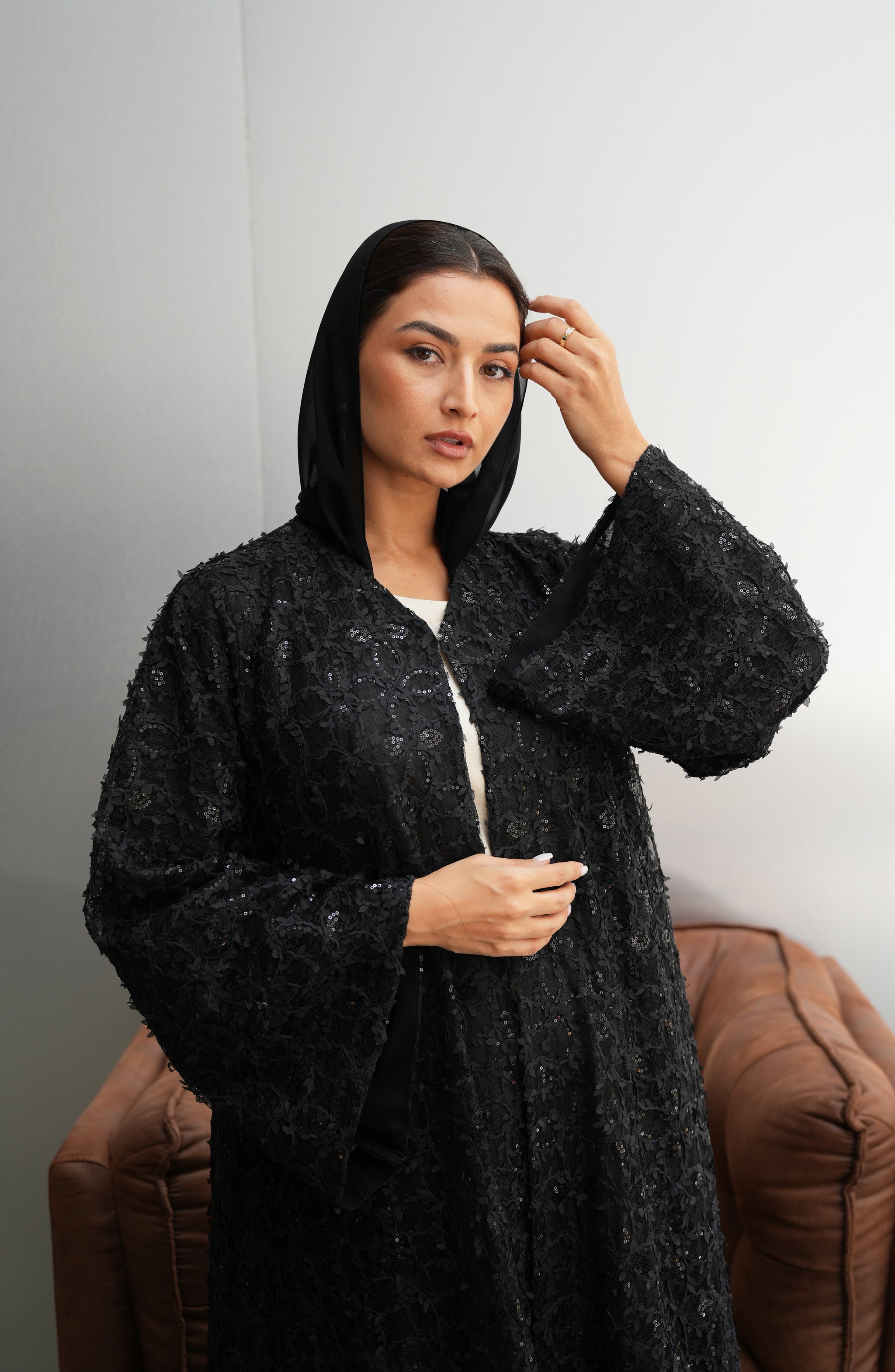 Luxury Sequin Lace with Intricate Beadwork Wedding abaya