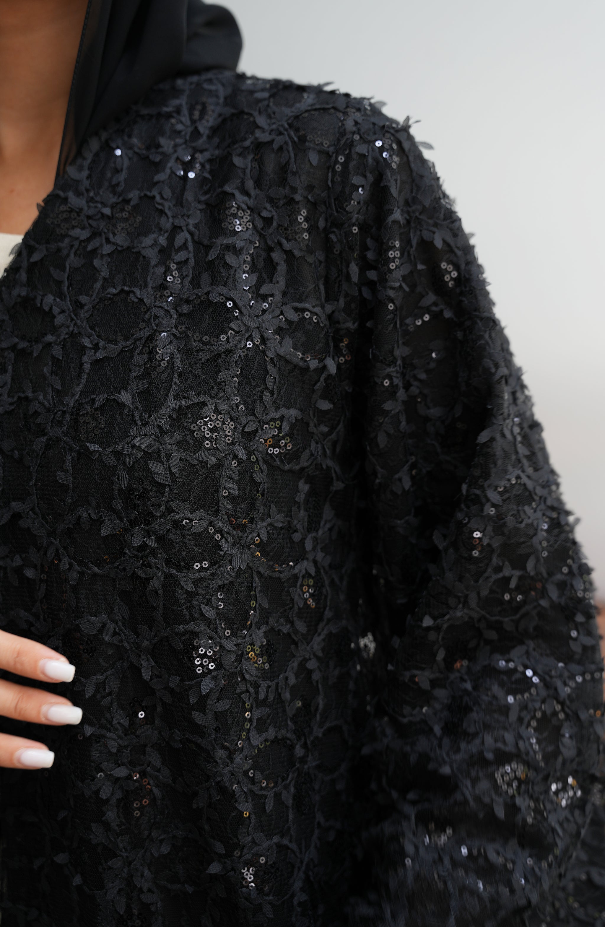 Luxury Sequin Lace with Intricate Beadwork Wedding abaya