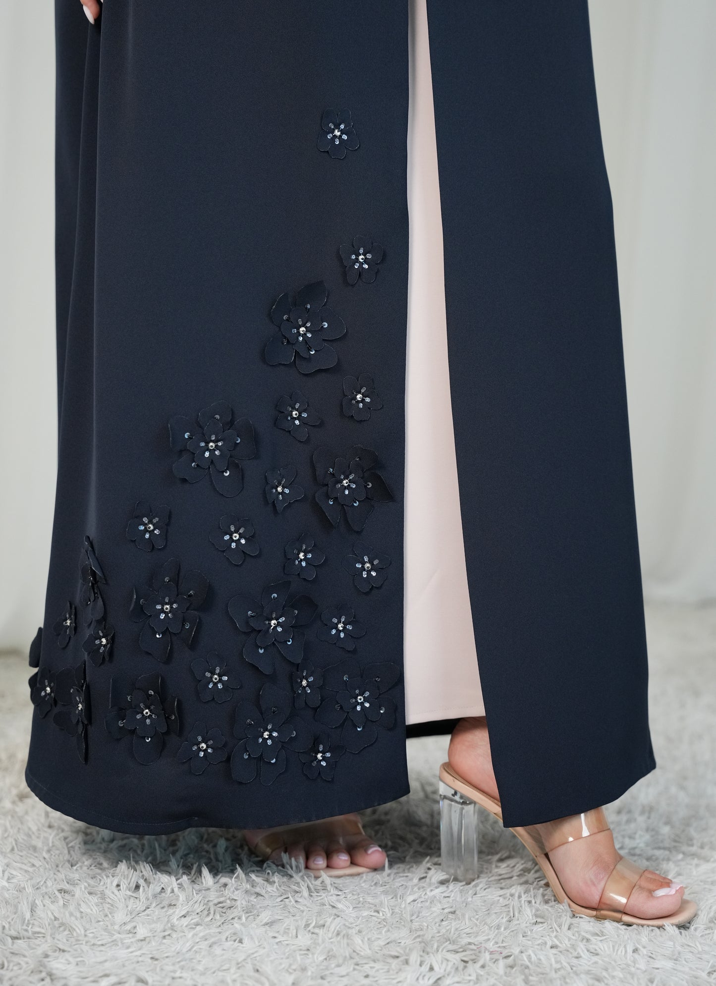 Internet fabric and Laser cutting flowers + beads handwork