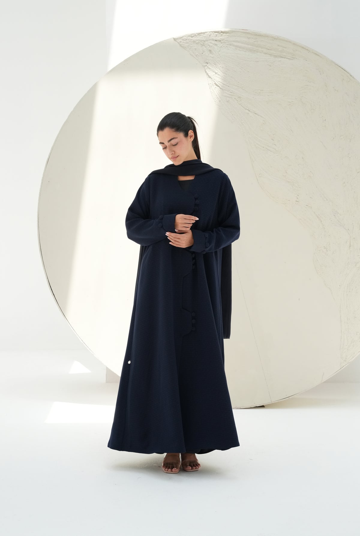 Signature Weave fabric  In navy blue