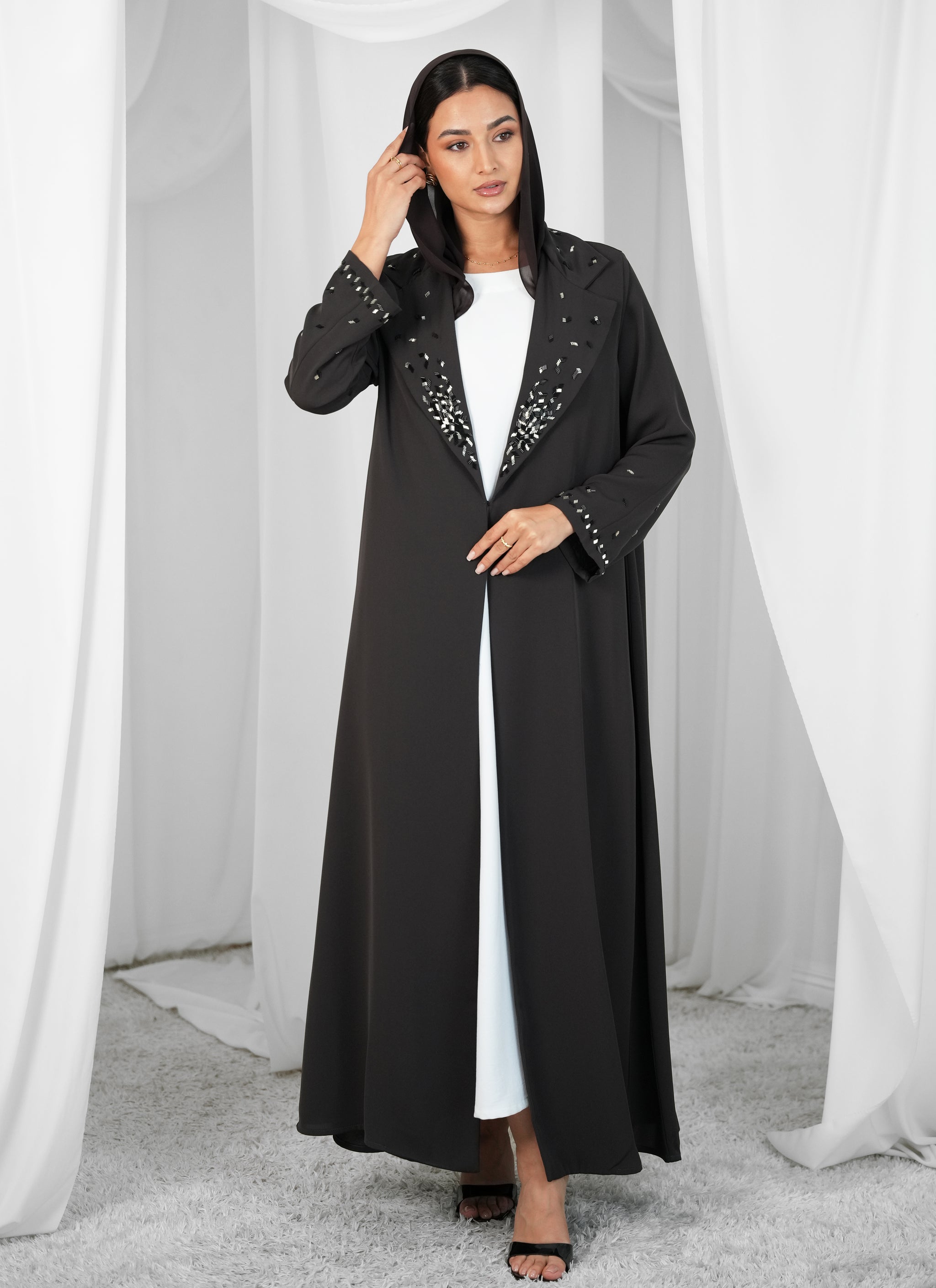 Internet fabric Abaya with Beads handwork