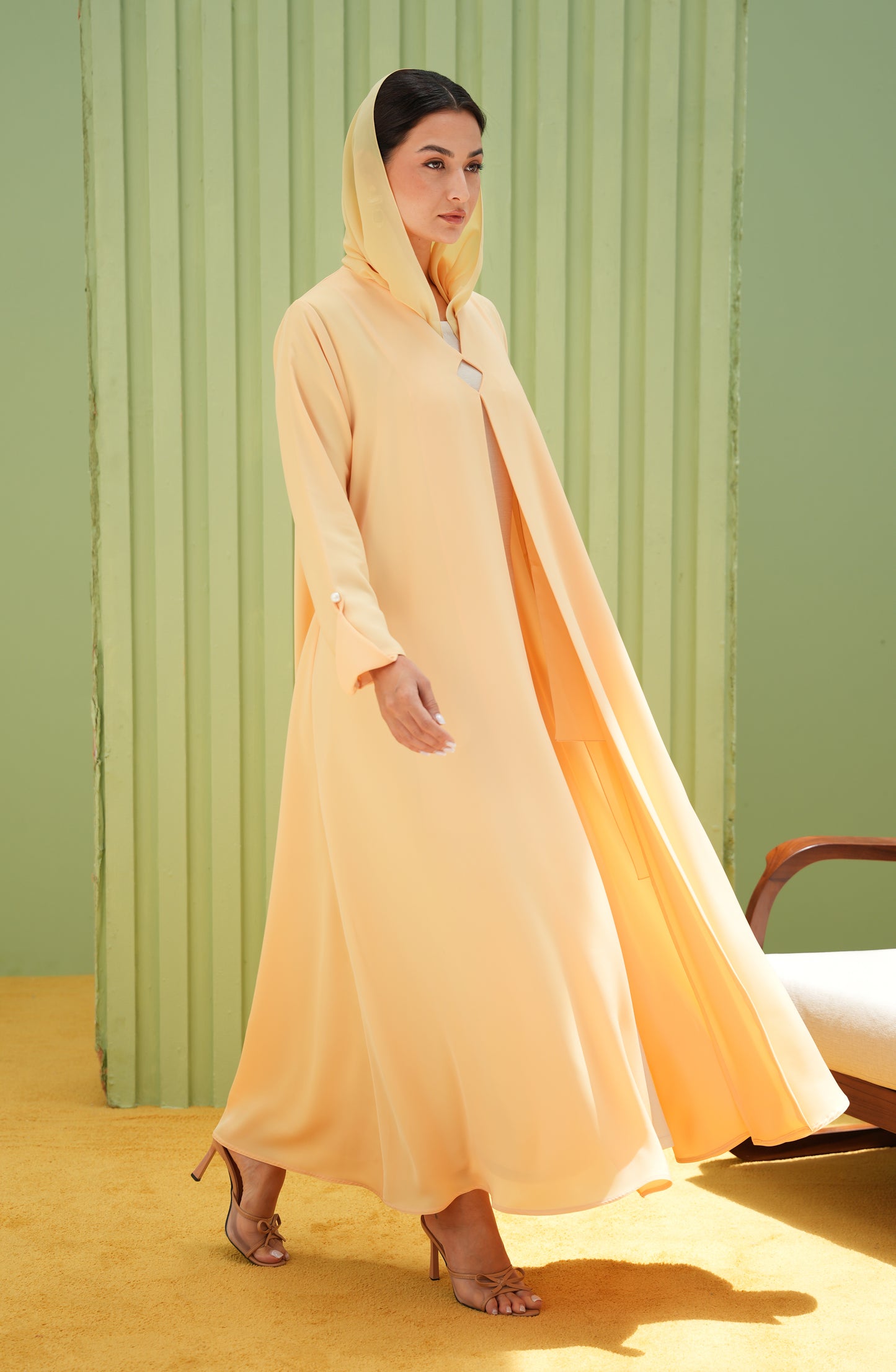 Nada fabric Abaya Yellow