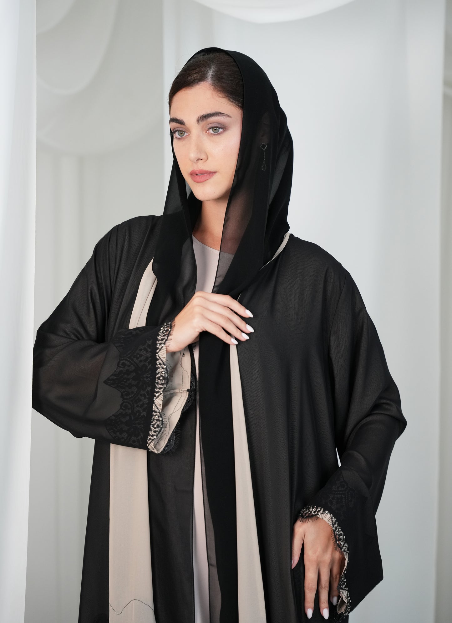 Chiffon fabric, Lace style with beads