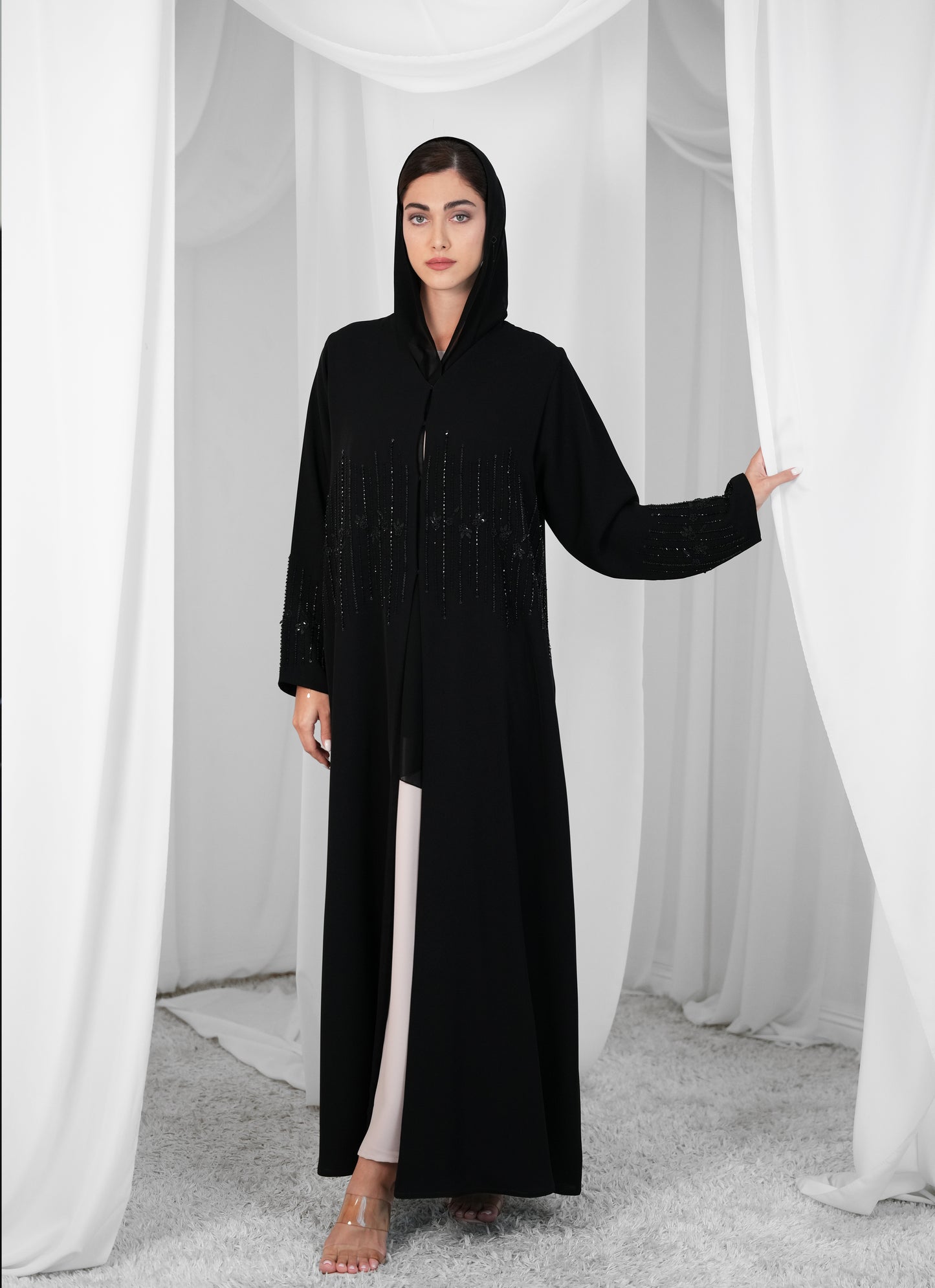 Beads handwork, Internet fabric Abaya