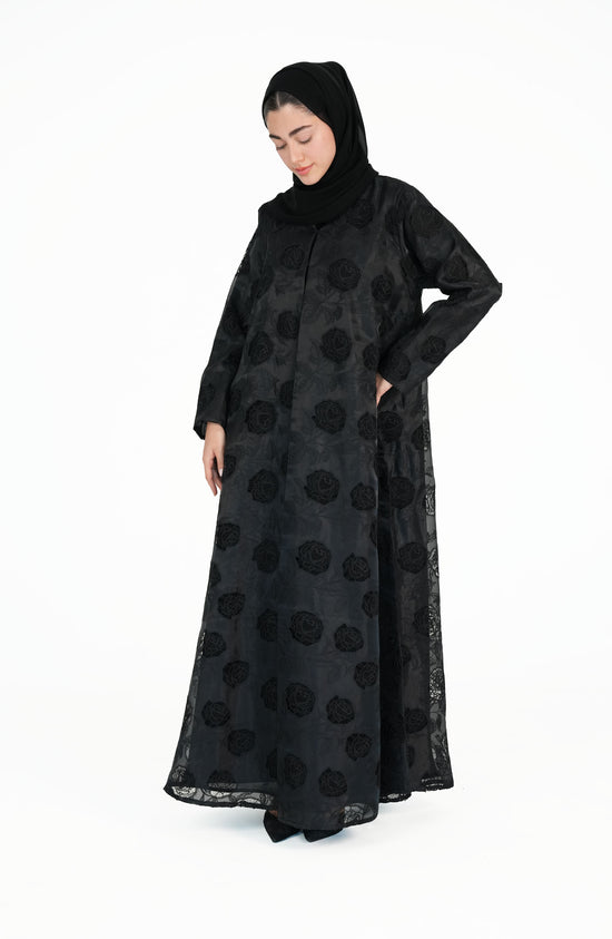 Organza embroidered with roses and Chiffon botana