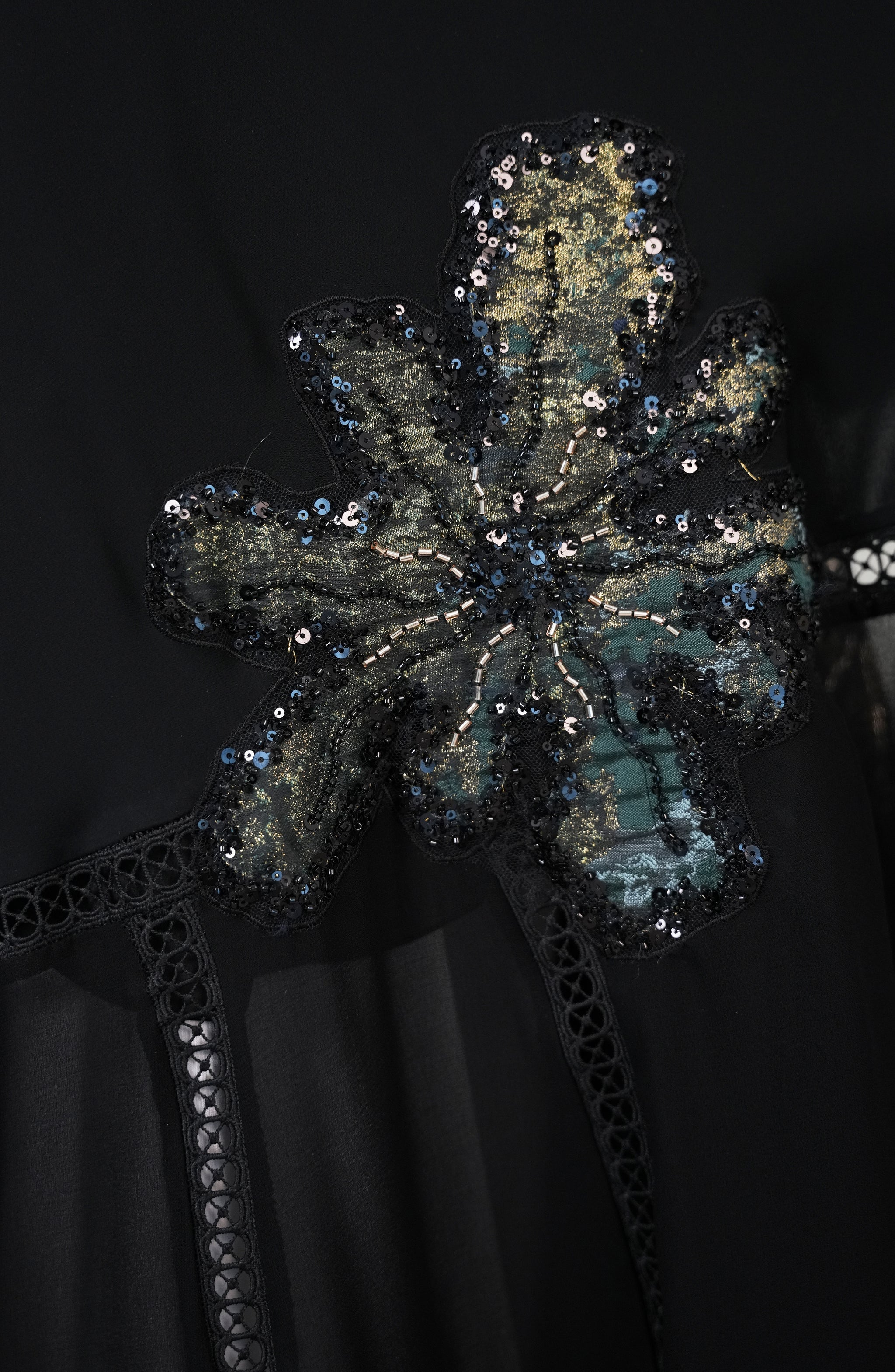 Nada +chiffon fabric  Lace style + handwork beads
