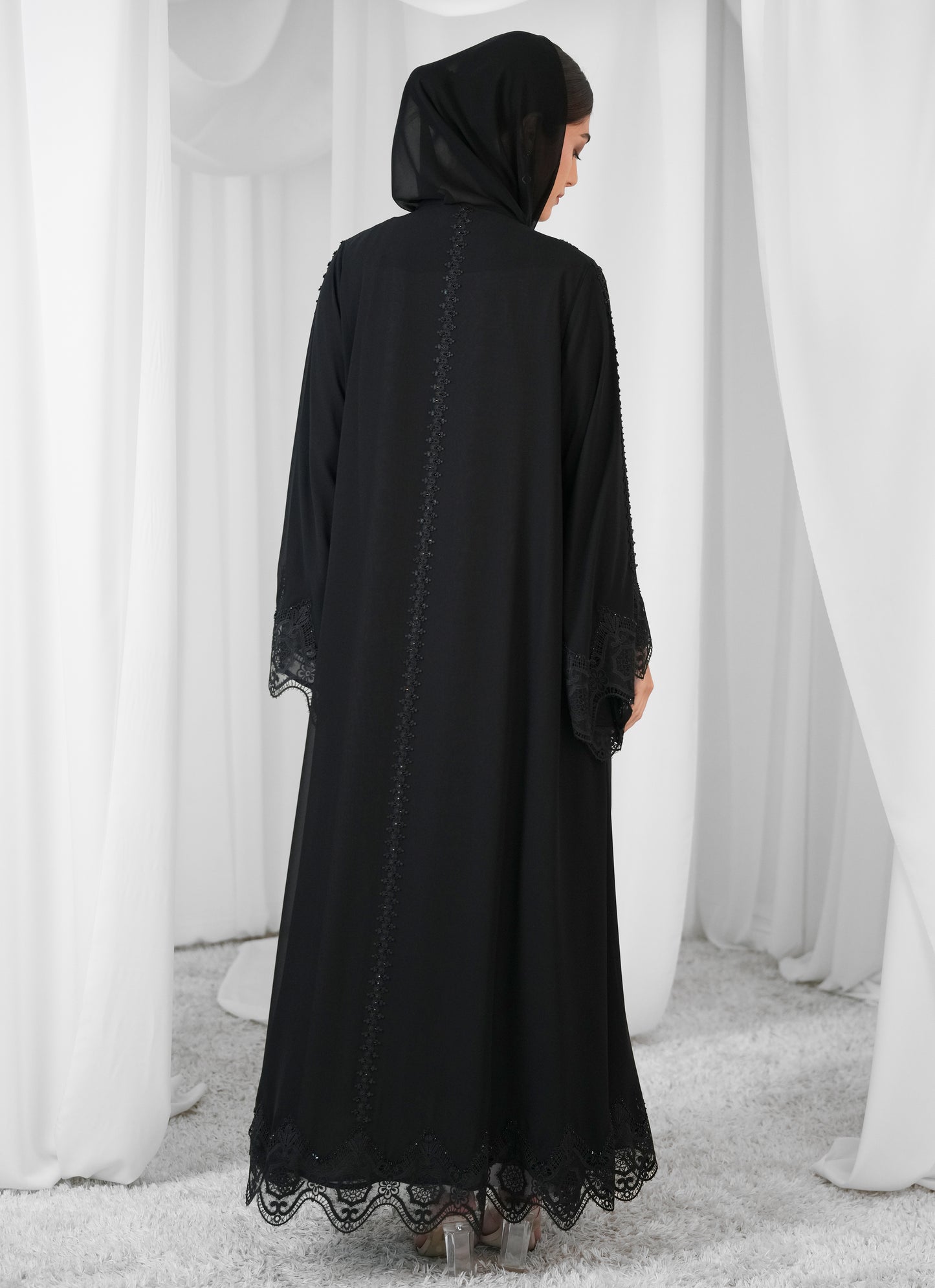 Double chiffon  Lace style and handwork beads  Klosh cutting