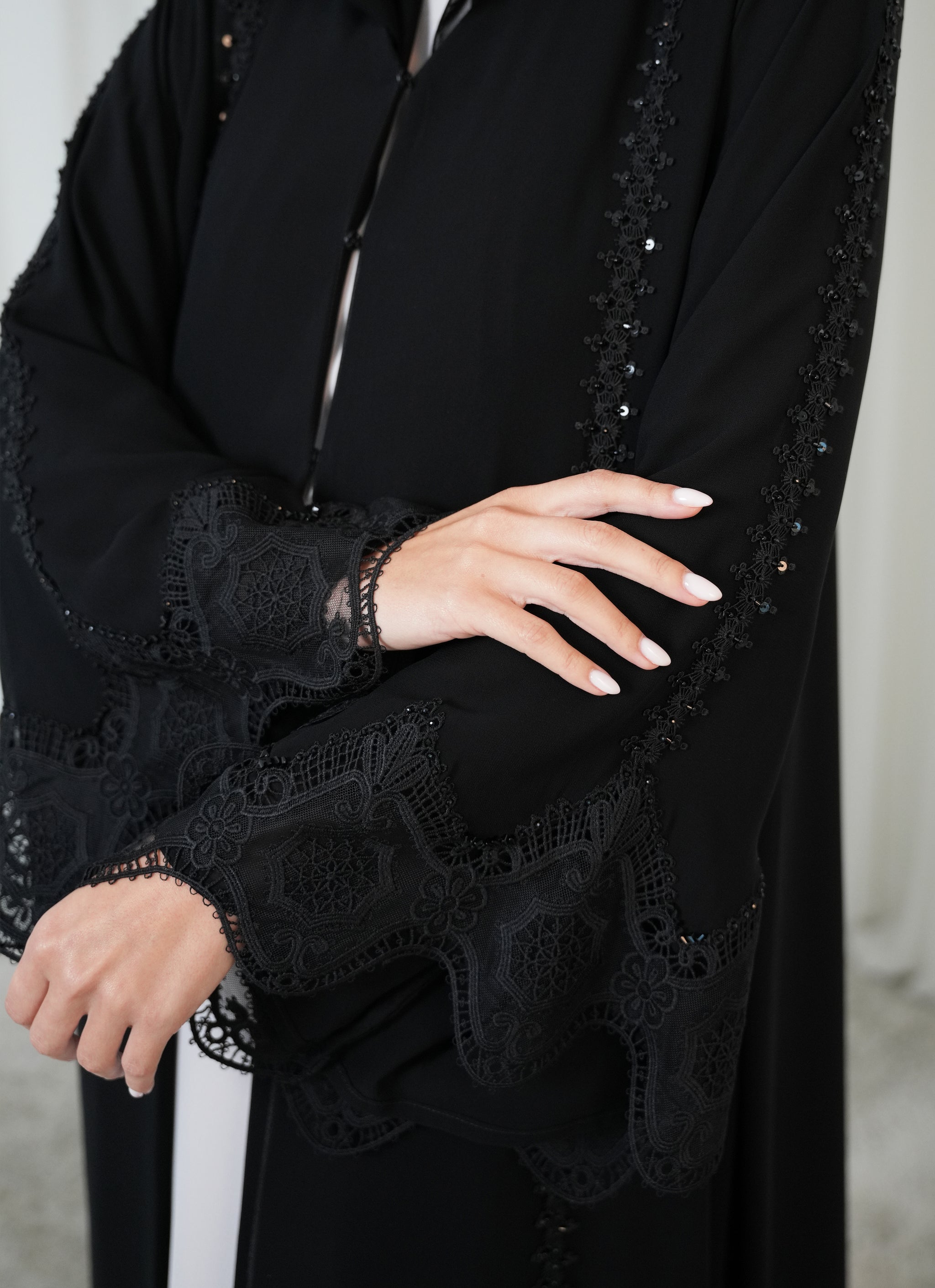 Double chiffon  Lace style and handwork beads  Klosh cutting
