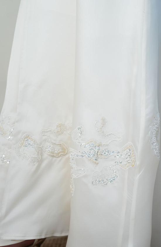 Natural Organza with hand embroidery Abaya