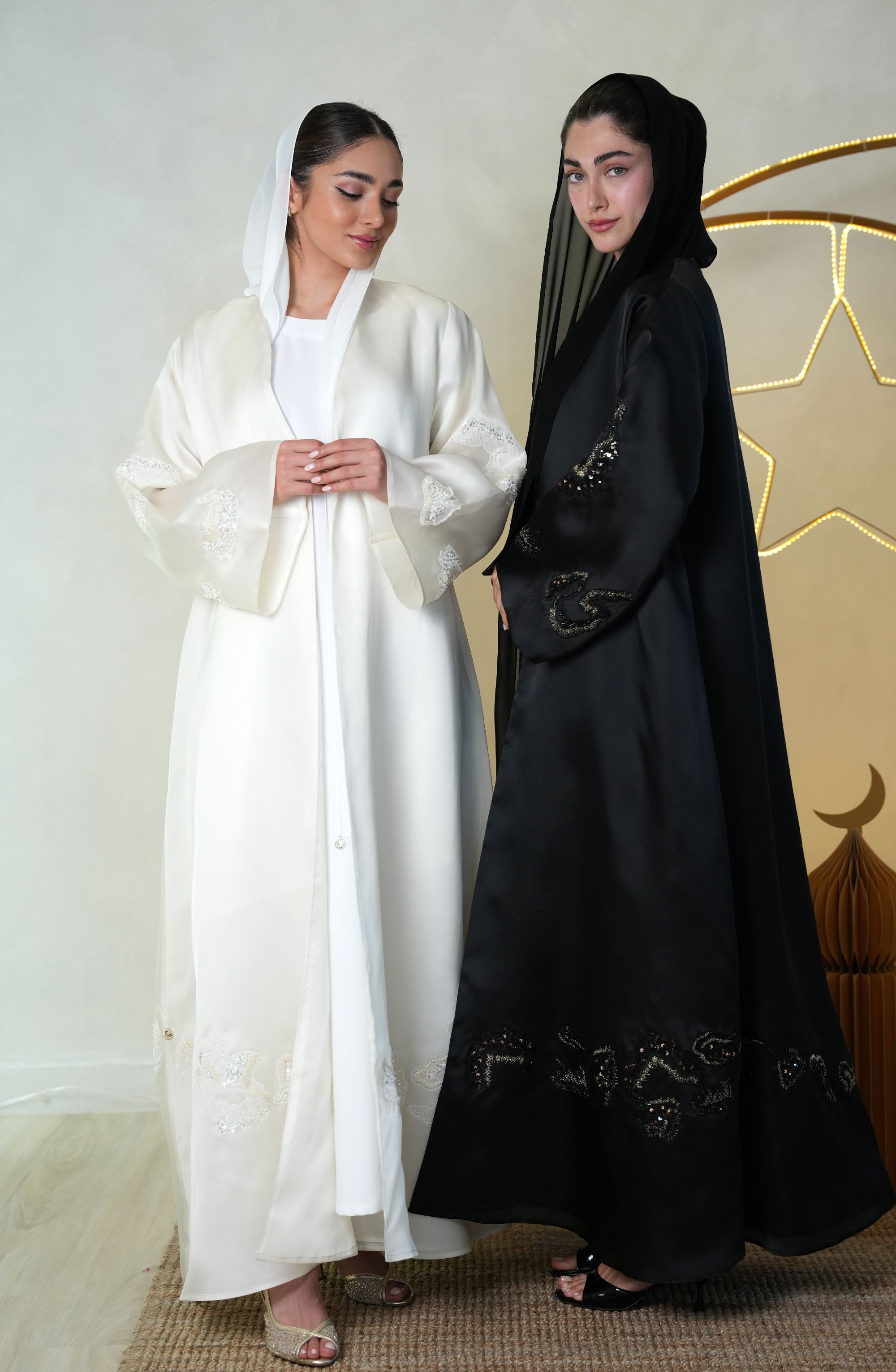 Natural Organza with hand embroidery Abaya