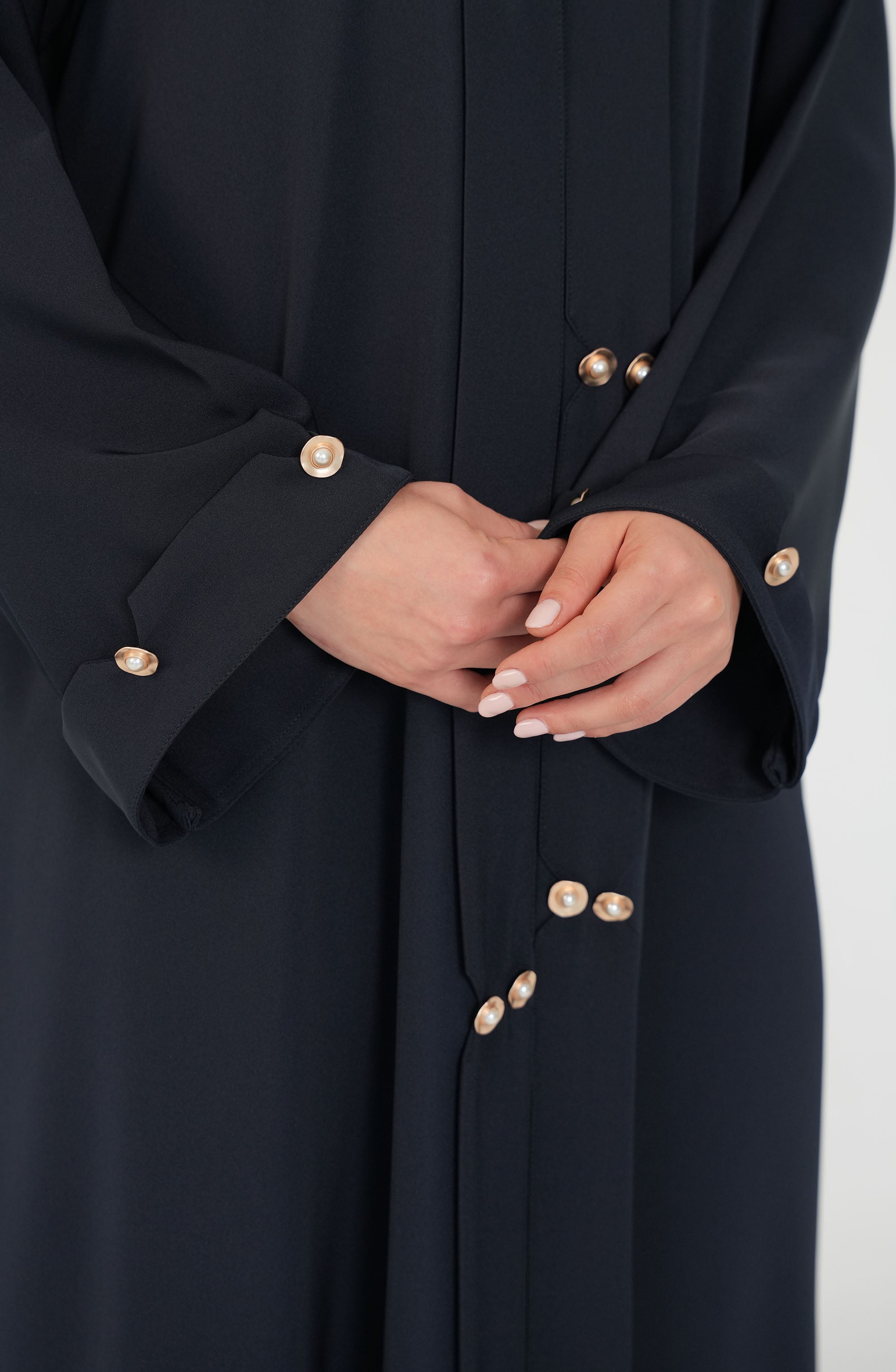 Internet Fabric Abaya With Gold Buttons
