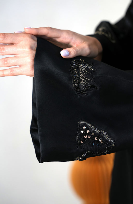 Natural Organza with hand embroidery Abaya