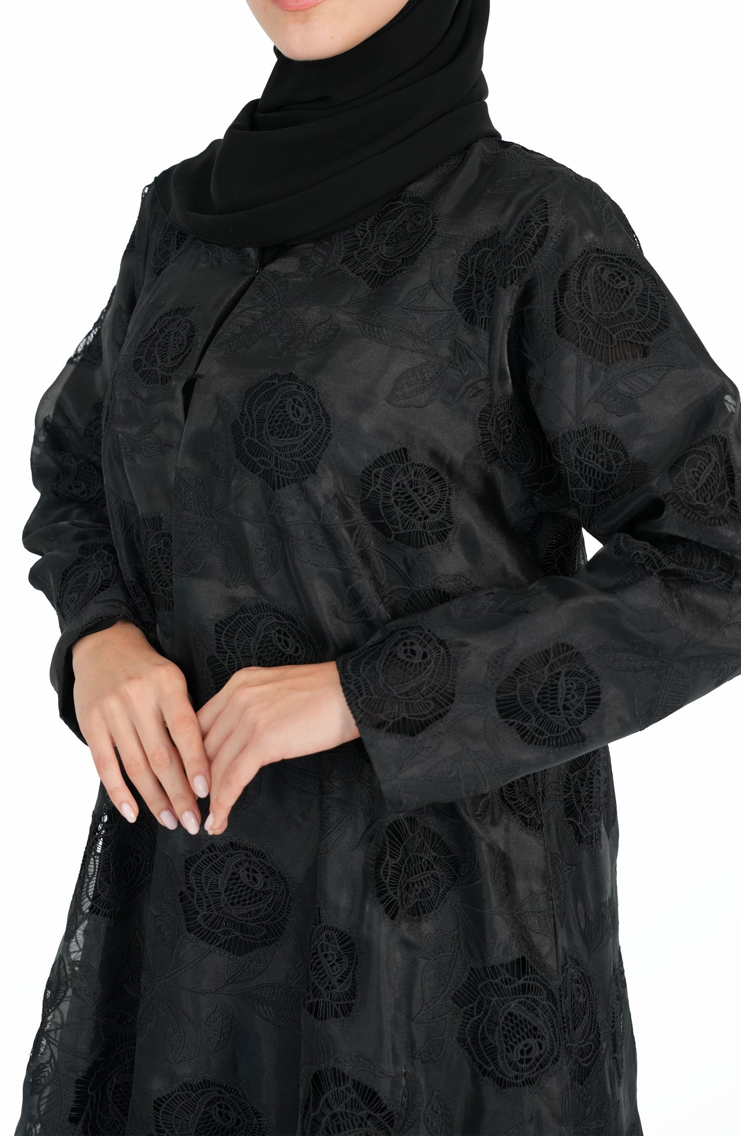 Organza embroidered with roses and Chiffon botana