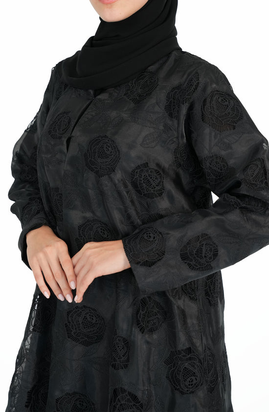Organza embroidered with roses and Chiffon botana