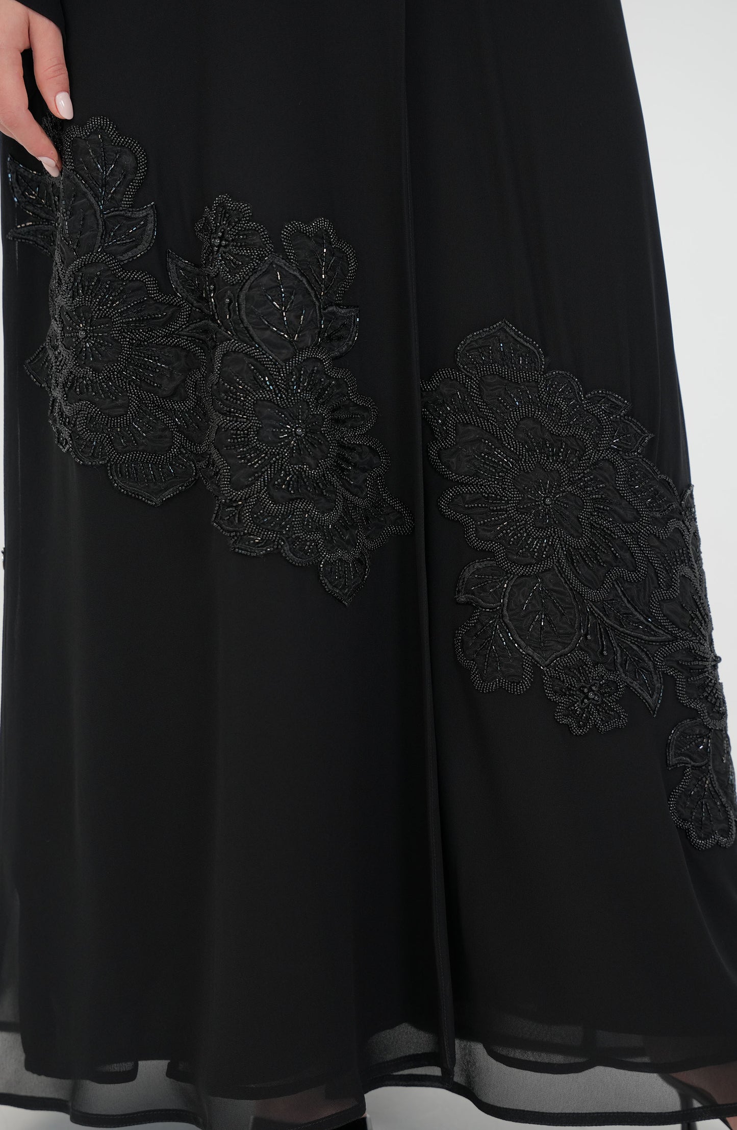 Double Chiffon - Embroidery with handwork beads and Foolak Abaya