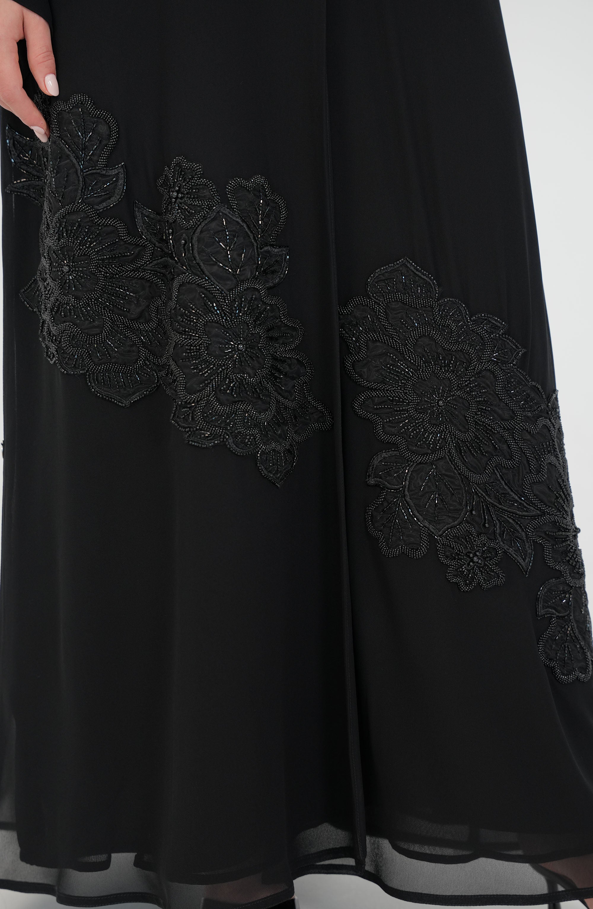 Double Chiffon - Embroidery with handwork beads and Foolak Abaya