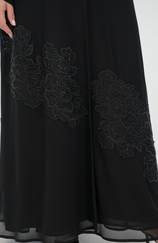 Double Chiffon - Embroidery with handwork beads and Foolak Abaya