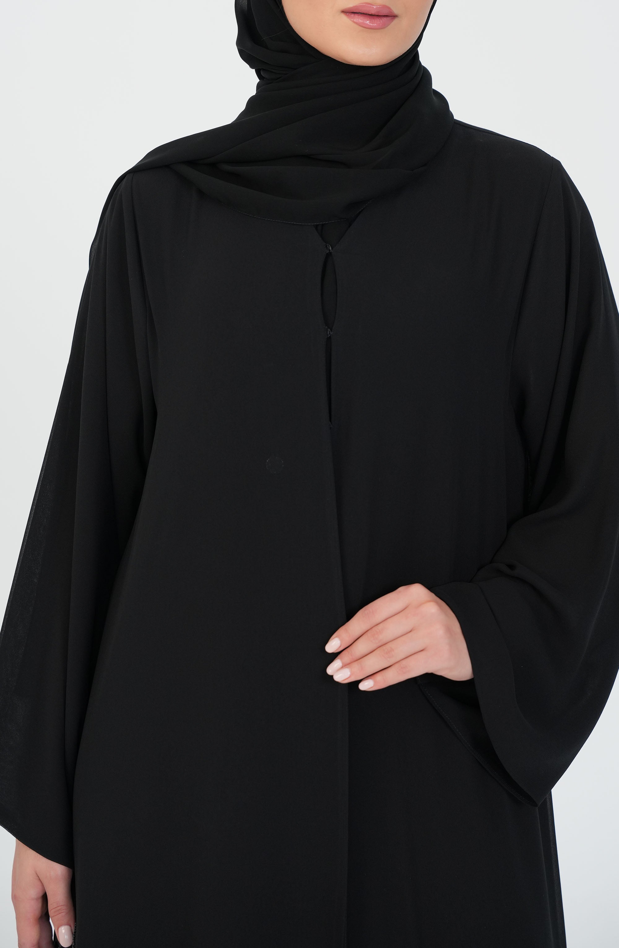 Double Chiffon - Embroidery with handwork beads and Foolak Abaya