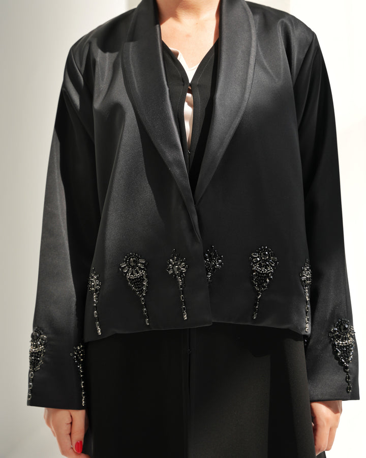 Black Crystal and beads Abaya