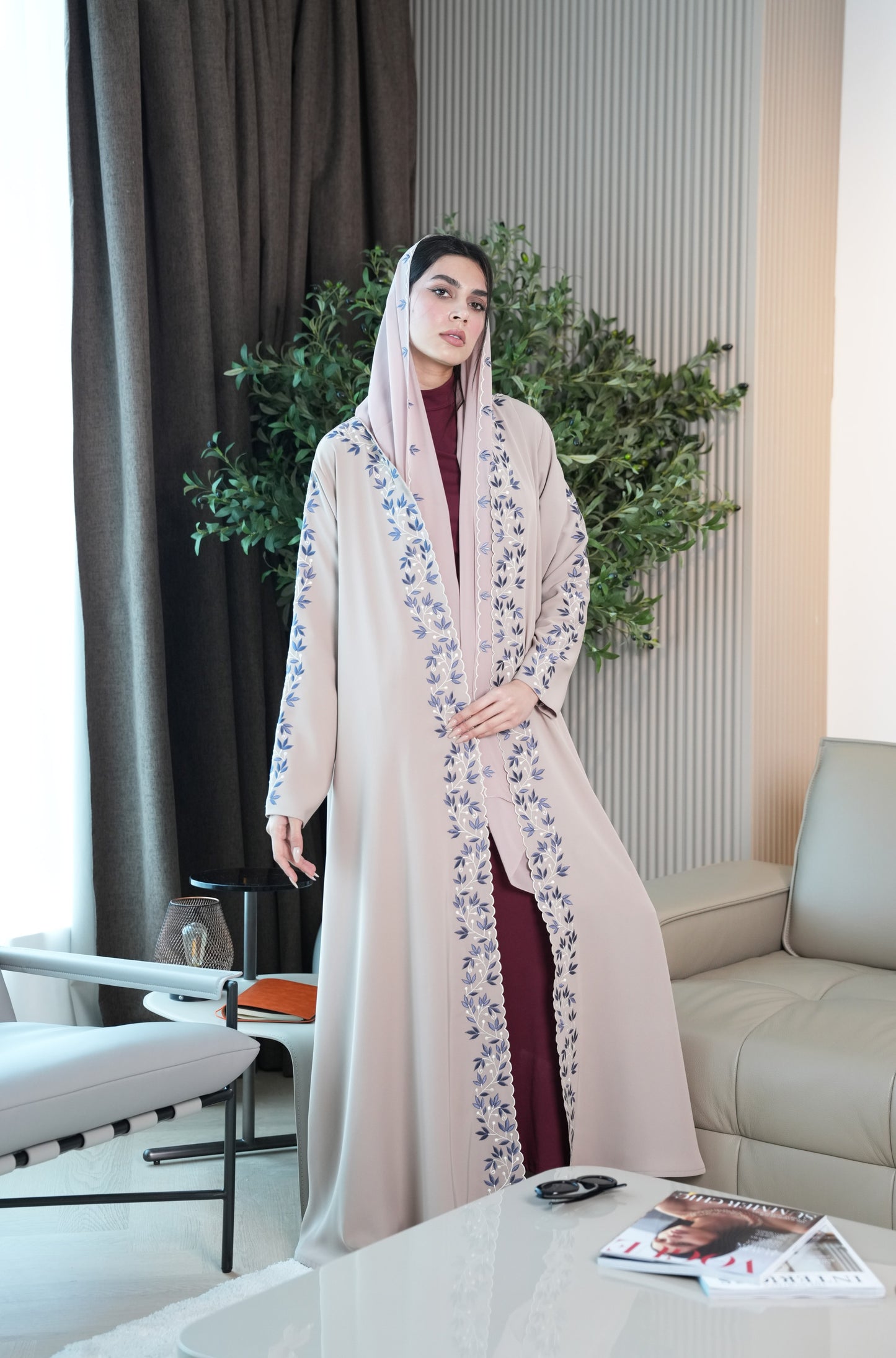 Internet Fabric Abaya with embroidery work