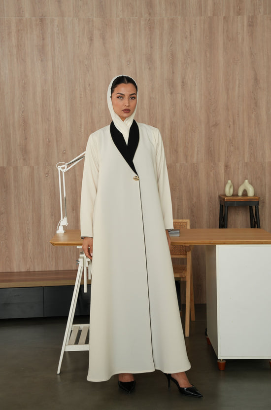 Italian Crepe Office Abaya – White Grace