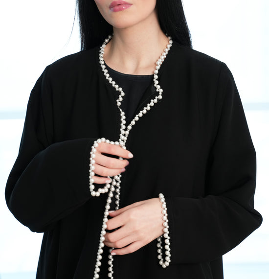 Safwa , Abaya with Delicate Pearl Embellishments