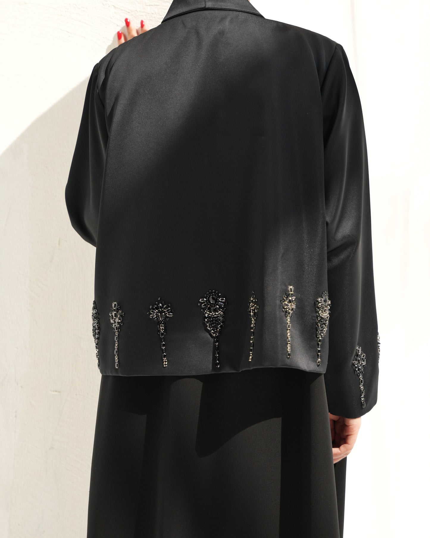 Black Crystal and beads Abaya